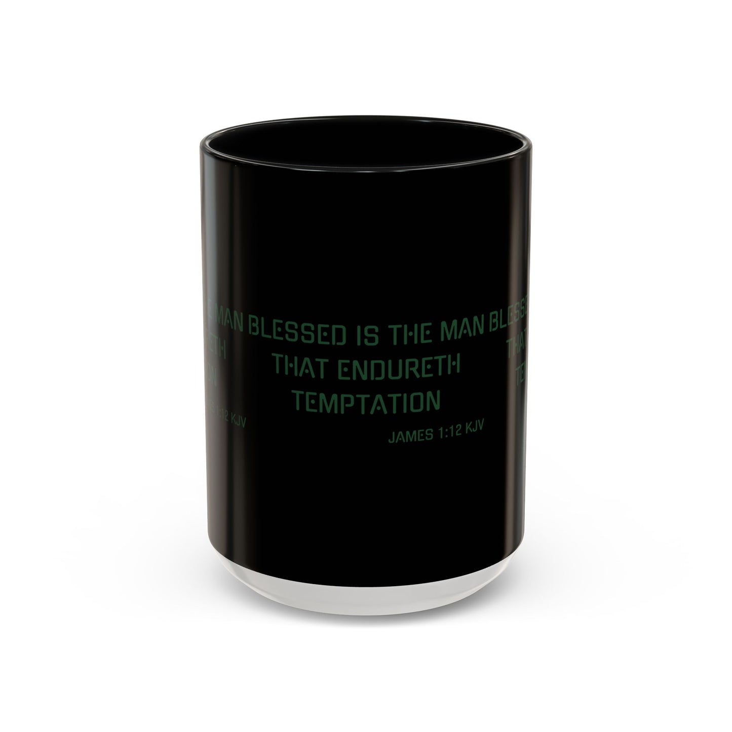 James 1:12 KJV Coffee Mug Blessed is the Man Biblical Christian Gift for Faith-Based Coffee Lovers