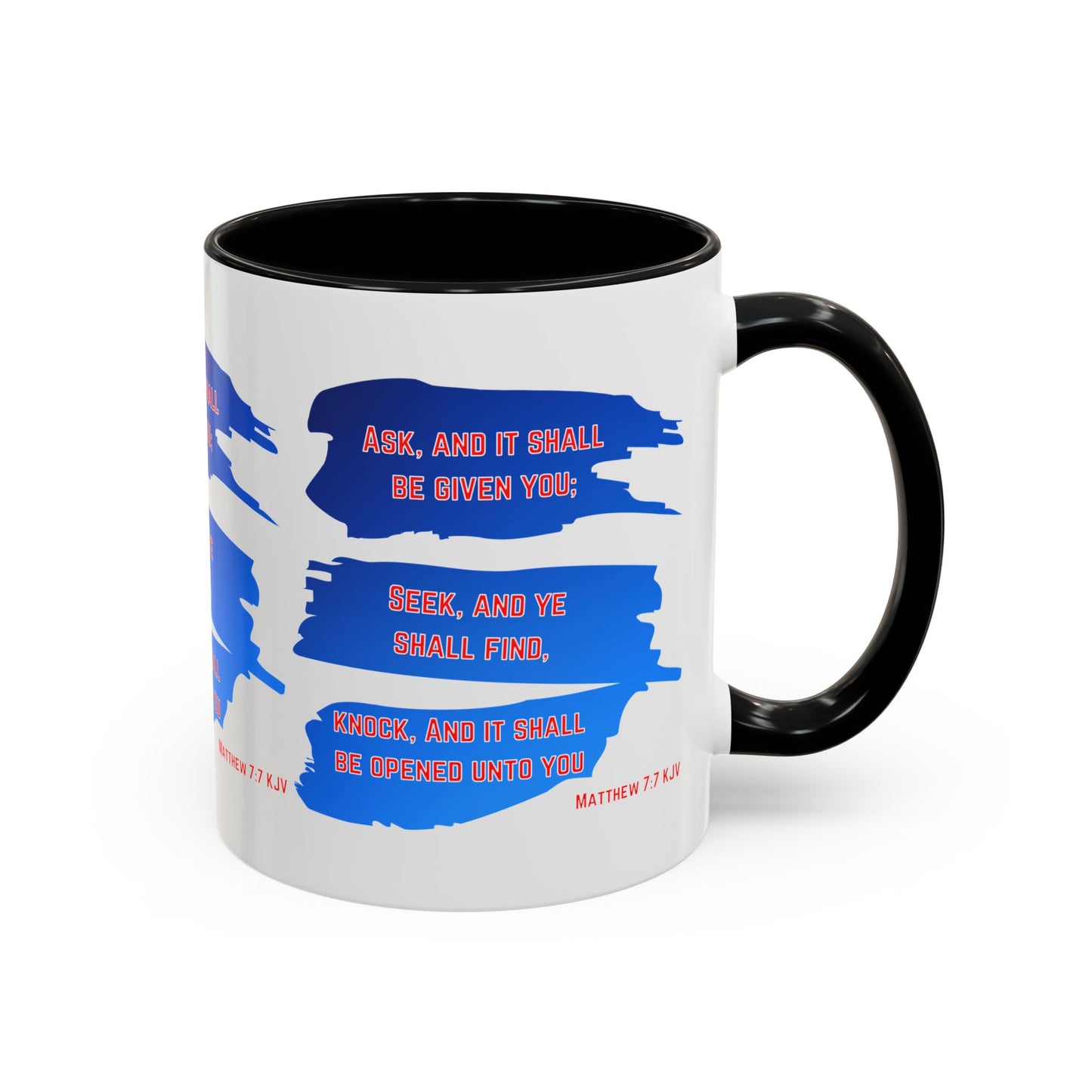 Matthew 7:7 KJV Bible Verse Coffee Mug Ask, Seek, Knock Inspirational Christian