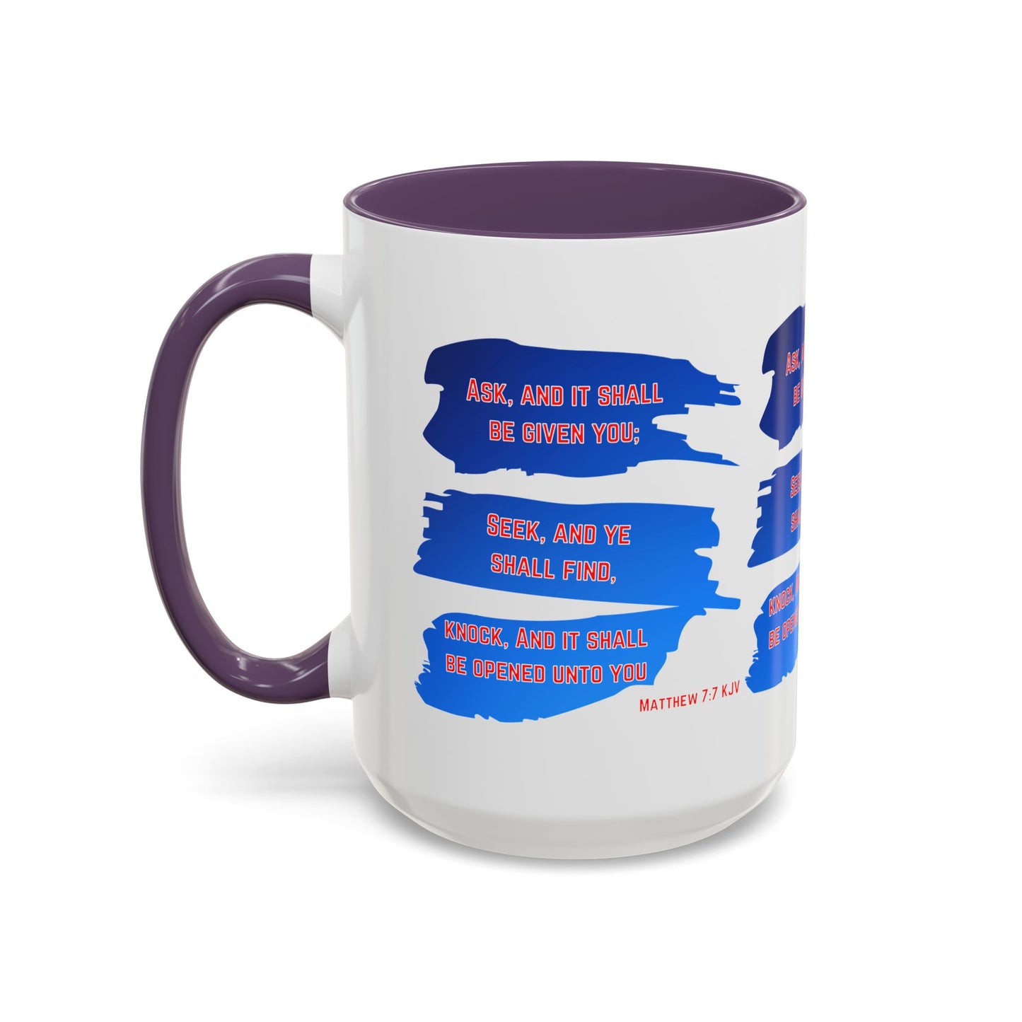 Matthew 7:7 KJV Bible Verse Coffee Mug Ask, Seek, Knock Inspirational Christian