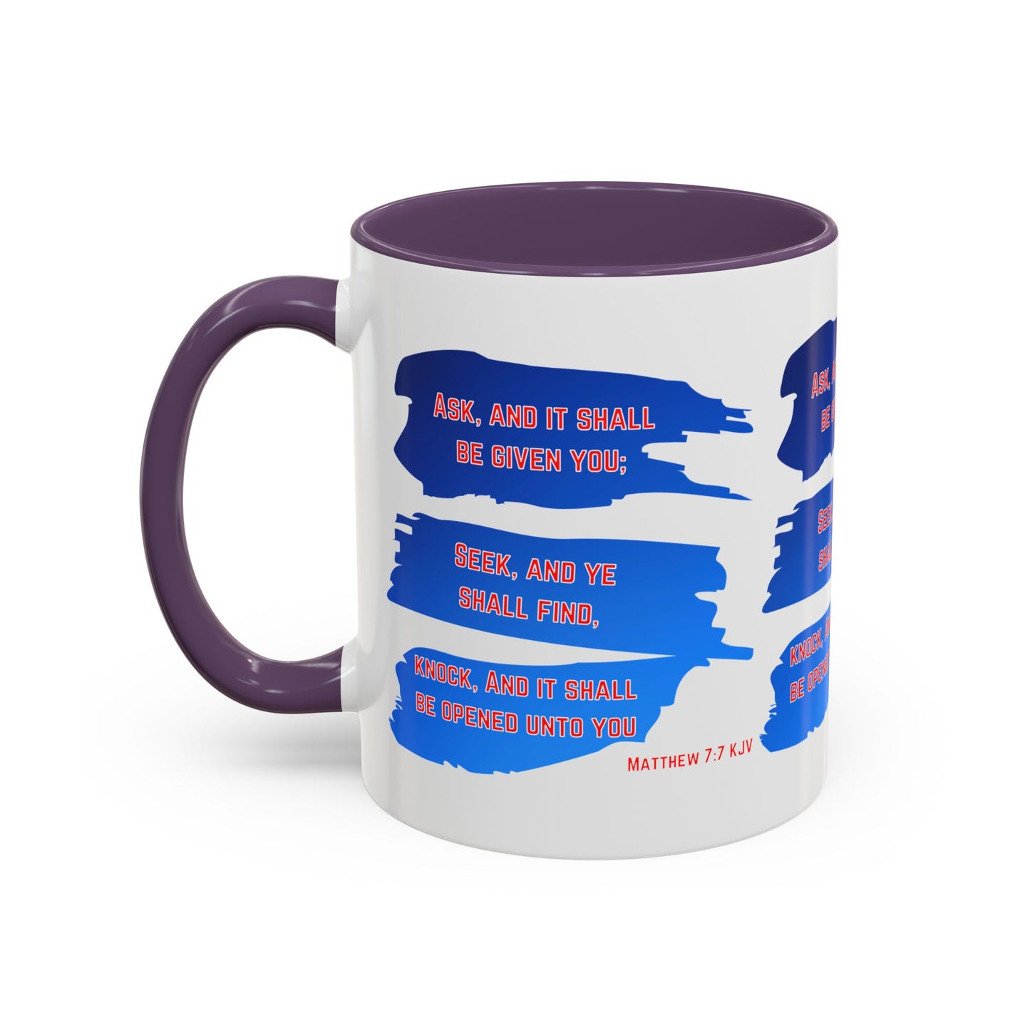 Matthew 7:7 KJV Bible Verse Coffee Mug Ask, Seek, Knock Inspirational Christian