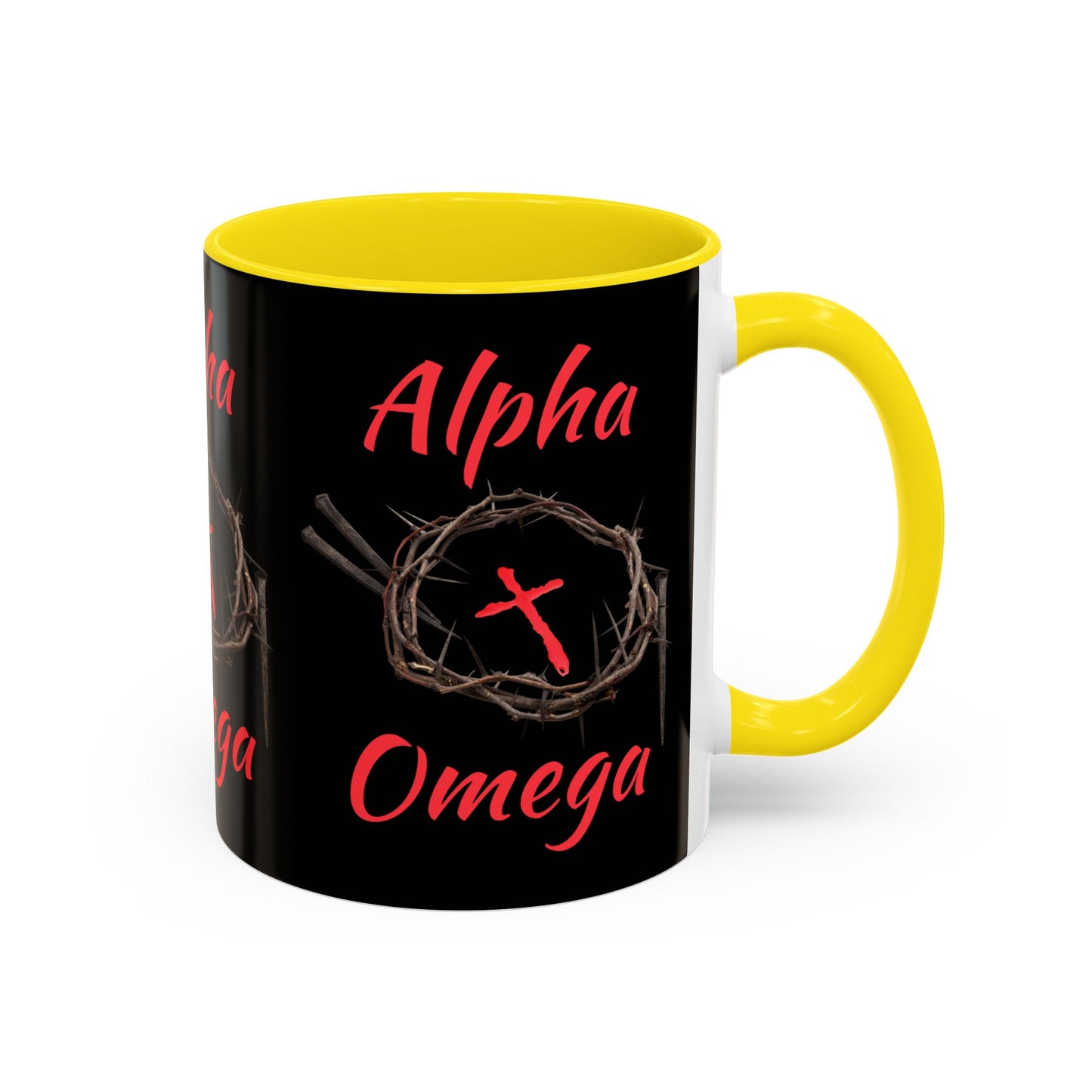 Alpha Omega Coffee Mug Based On Revelation 22:13 KJV Bible Verse