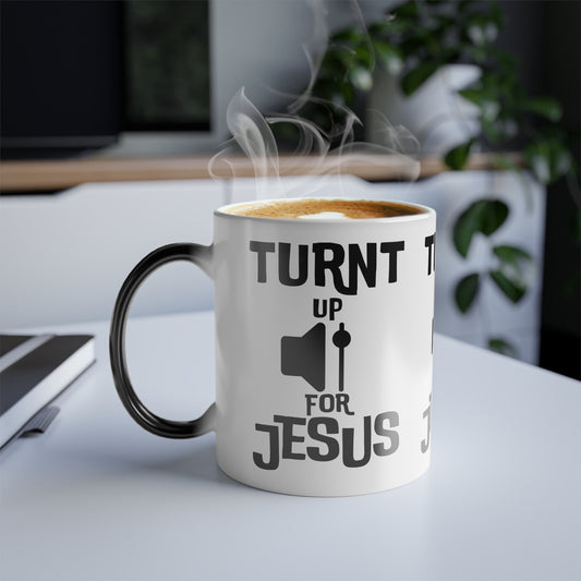 Turnt Up For Jesus Color Morphing Coffee Mug Biblical Christian Gift for Faith-Based Coffee Lovers