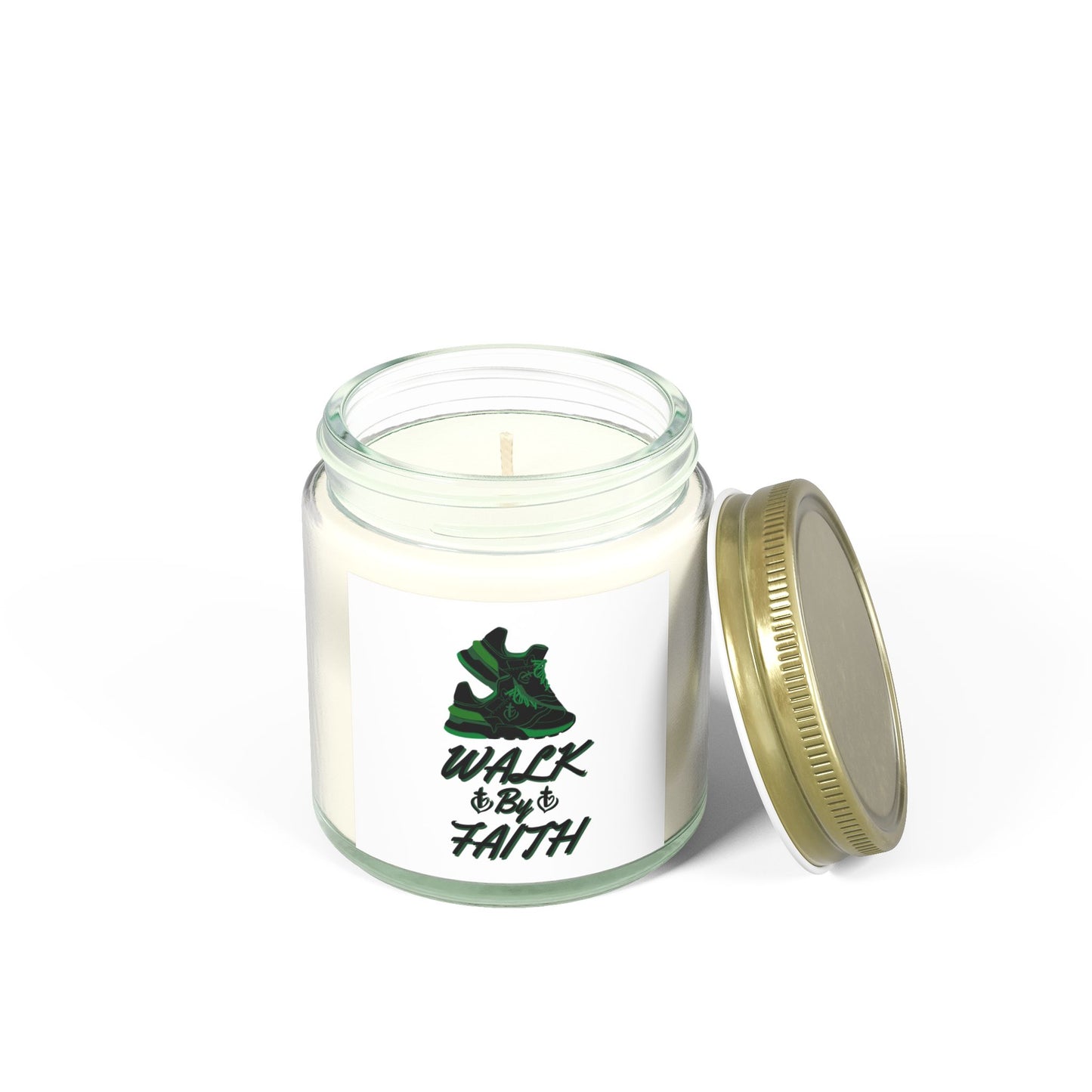 Walk By Faith Biblical Scented Candle with Tennis Shoes Design Christian Gift for Him