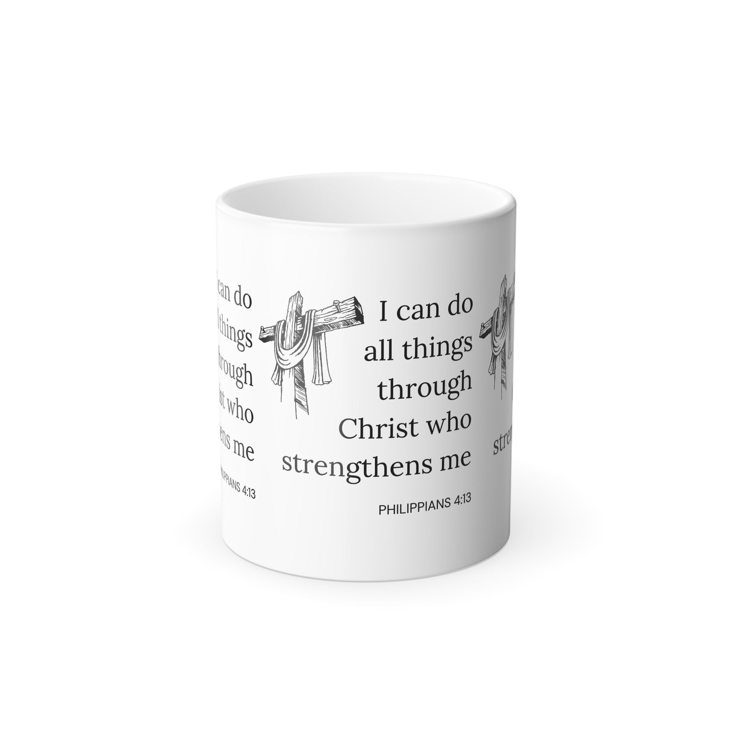 Philippians 4:13 KJV Color Morphing Coffee Mug Biblical Strength and Empowerment