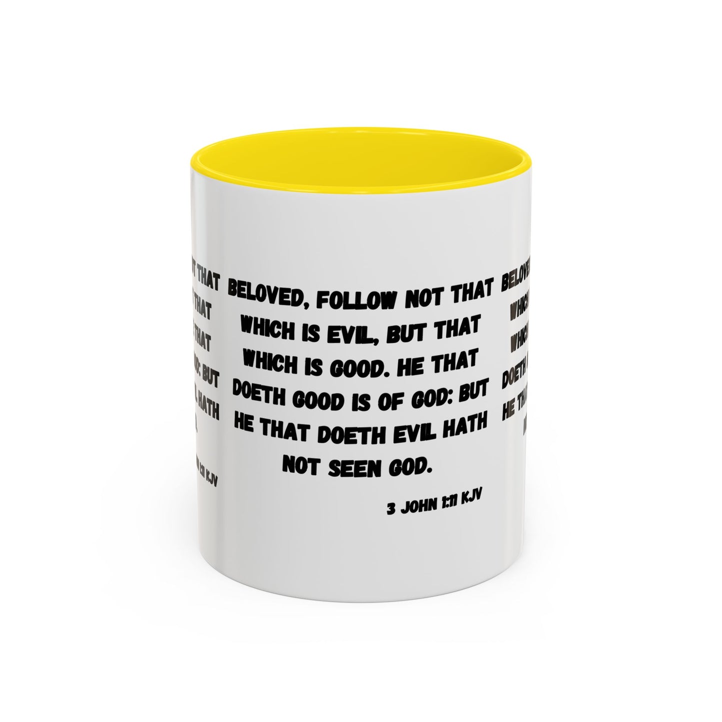 3 John 1:11 KJV Coffee Mug Beloved Follow Not That Which is Evil Inspirational Christian Gift for Faith Based Coffee Lovers