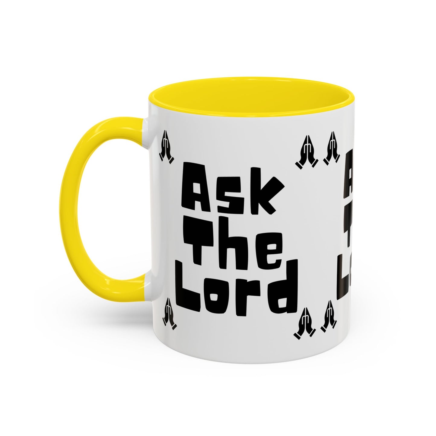 Ask The Lord Coffee Mug with Praying Hands Biblical Christian Gift for Faith-Based Living