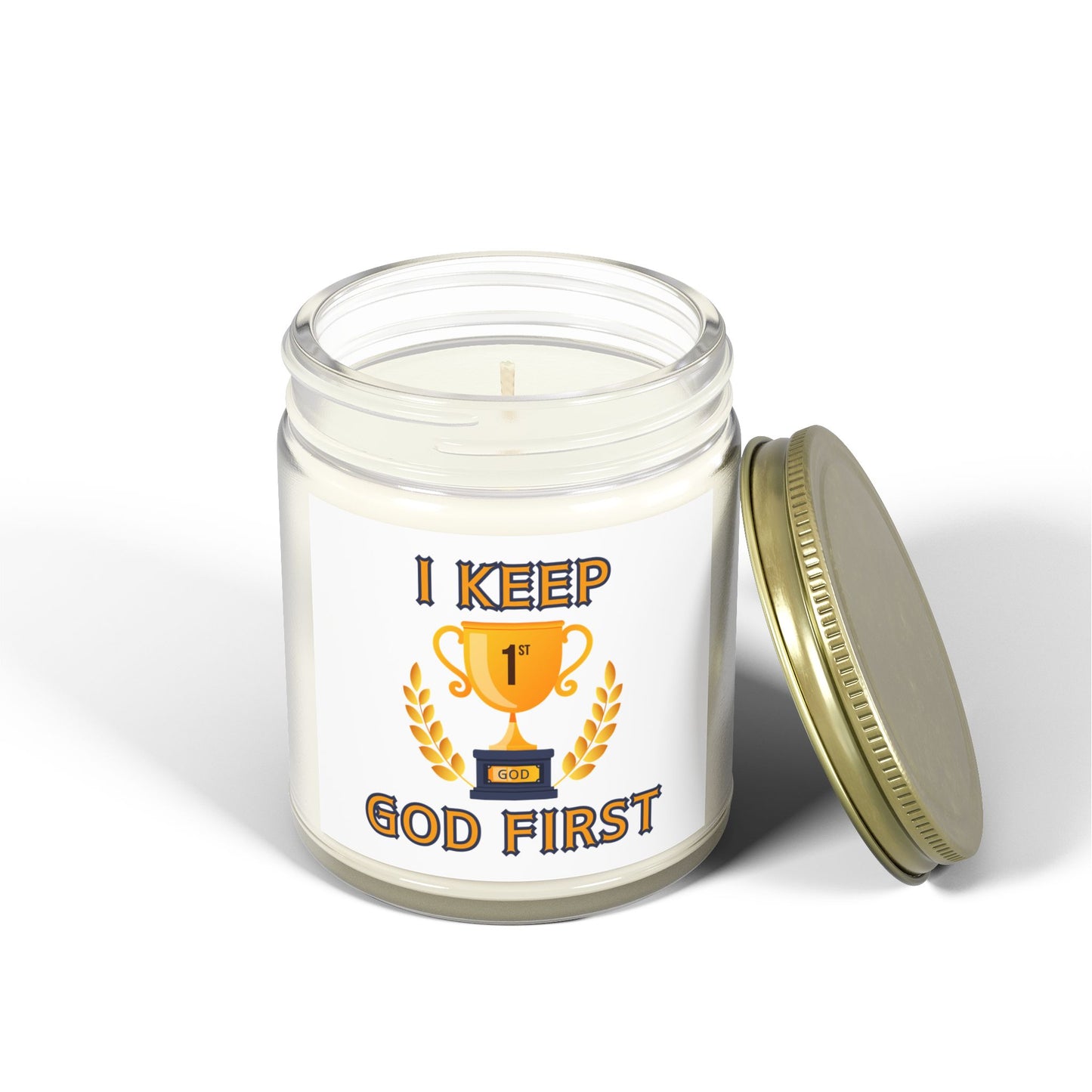 I Keep God First Scented Candle Inspirational Christian Gift for Faith-Based Living