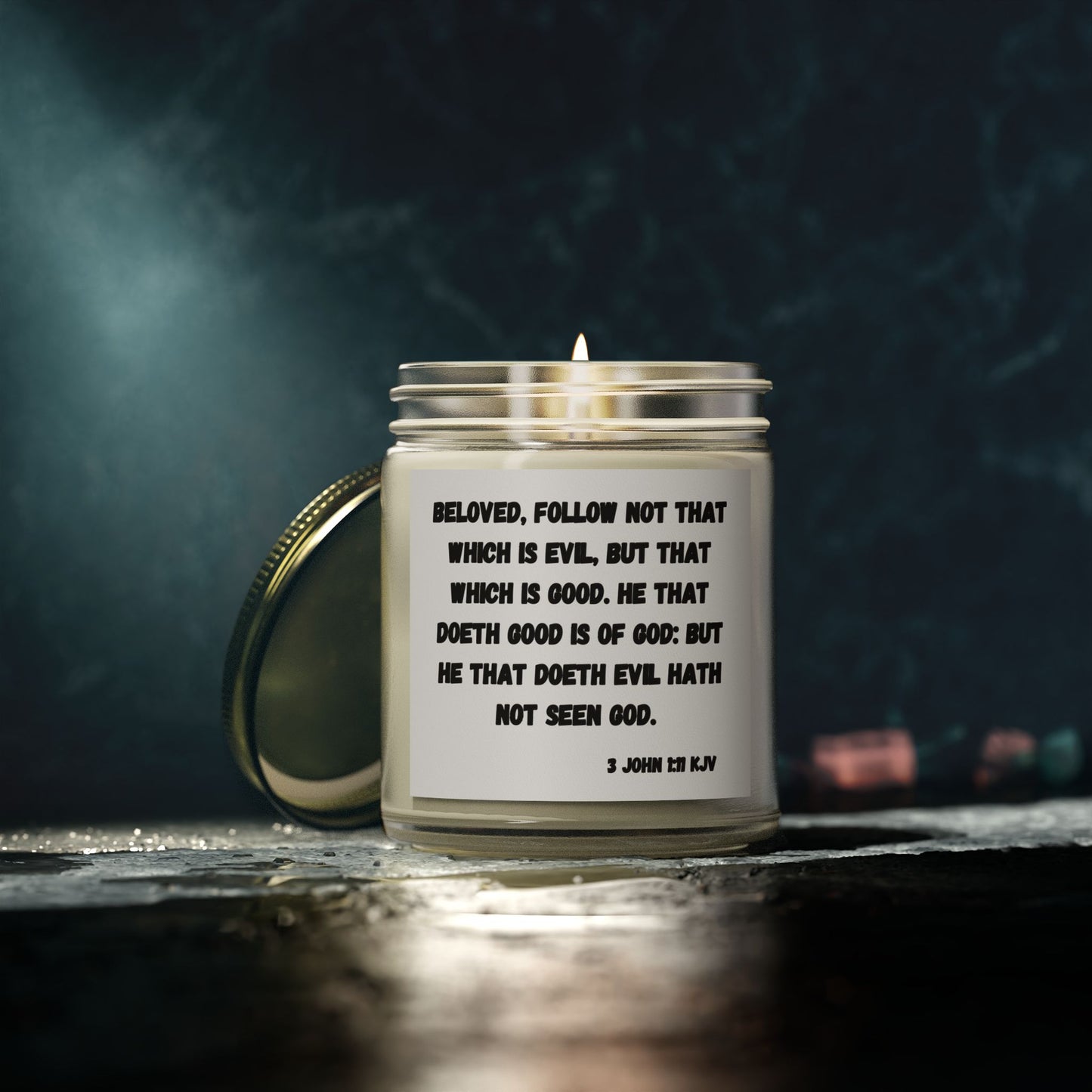 3 John 1:11 KJV Scented Candle Beloved Follow Not That Which is Evil Inspirational Christian Gift for Faith Based Candle Lovers