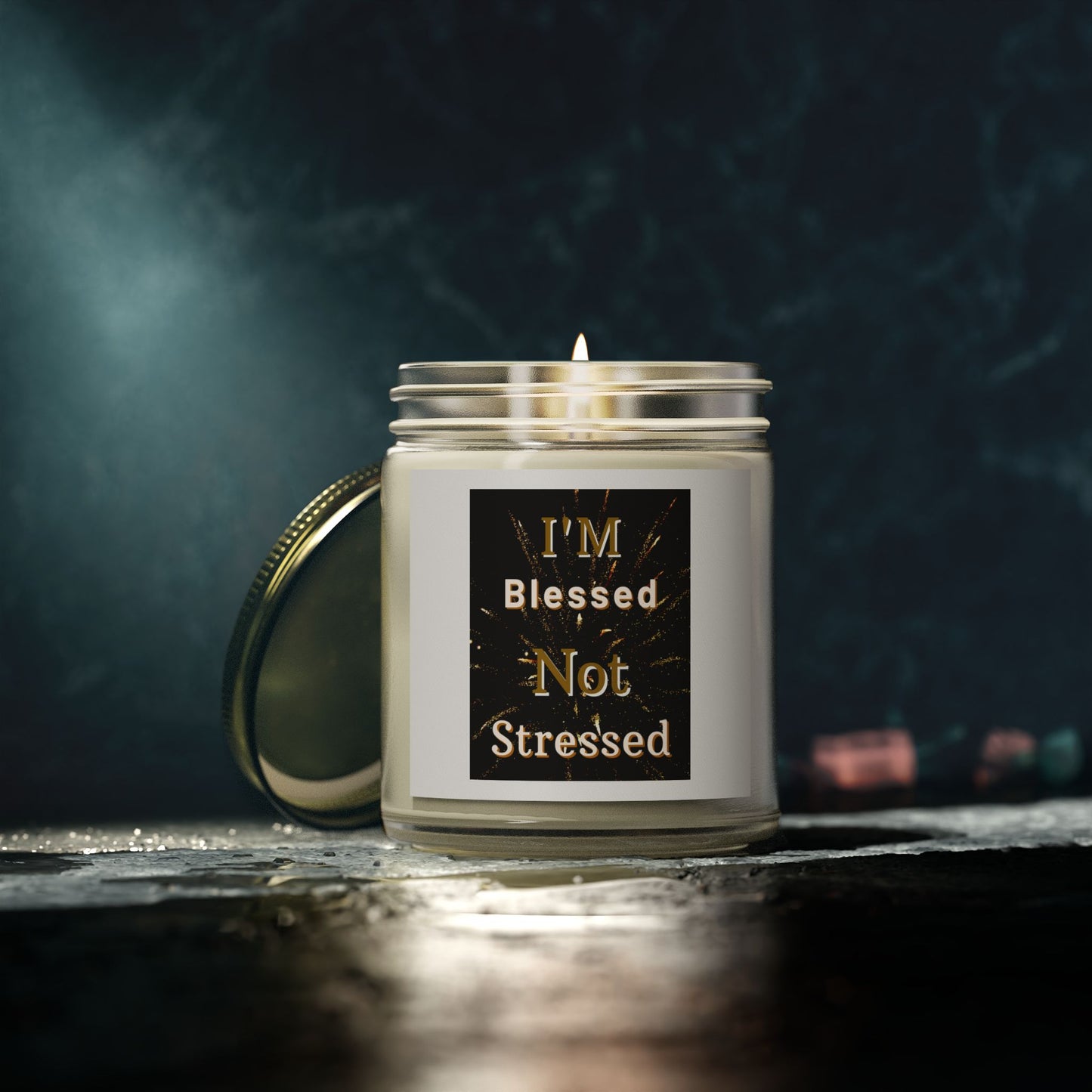 I'm Blessed Not Stressed Scented Candle Inspirational Christian Gift for Faith-Based Living