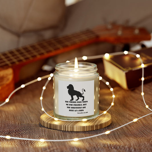 Proverbs 28:1 KJV Scented Candle The Righteous Are Bold as a Lion Christian Gift for Faith-Based Living