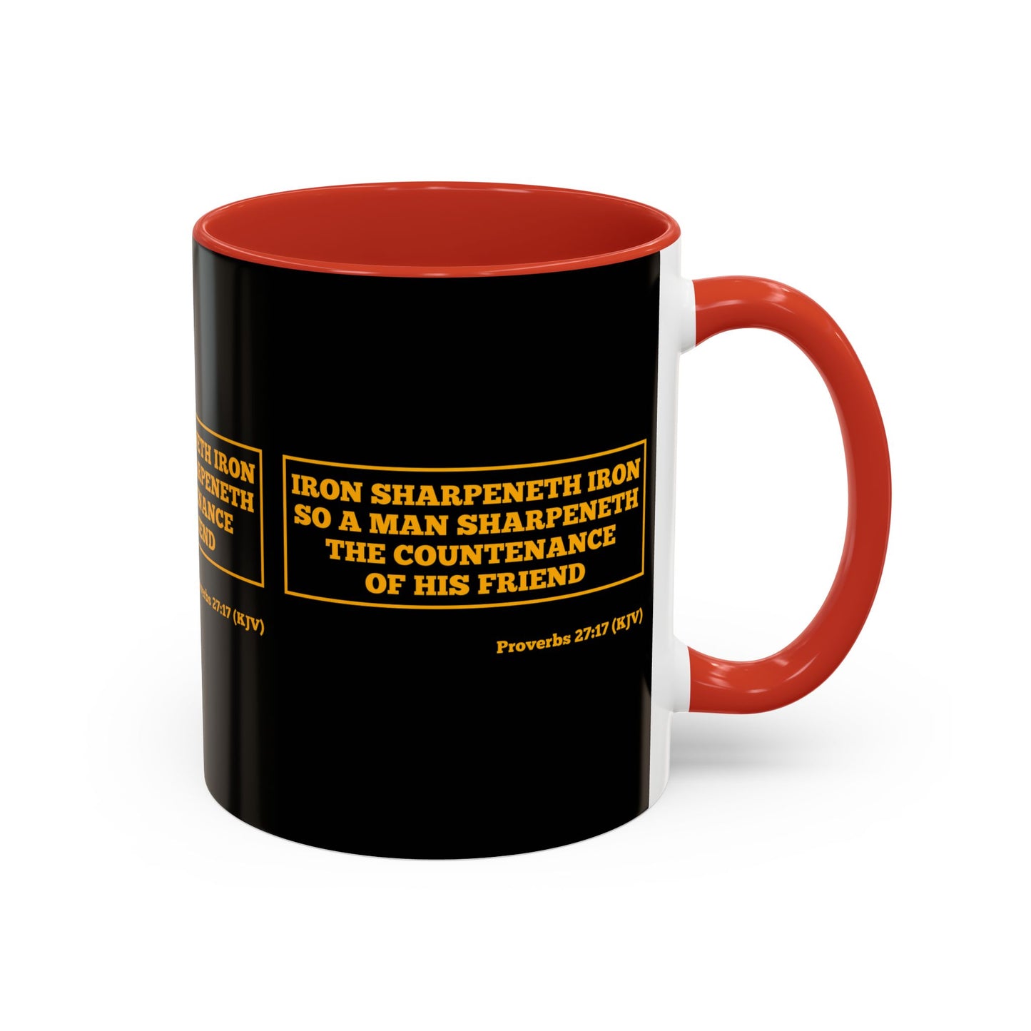 Proverbs 27:17 KJV Coffee Mug Iron Sharpens Iron Inspirational Faith Based Gift For Believers