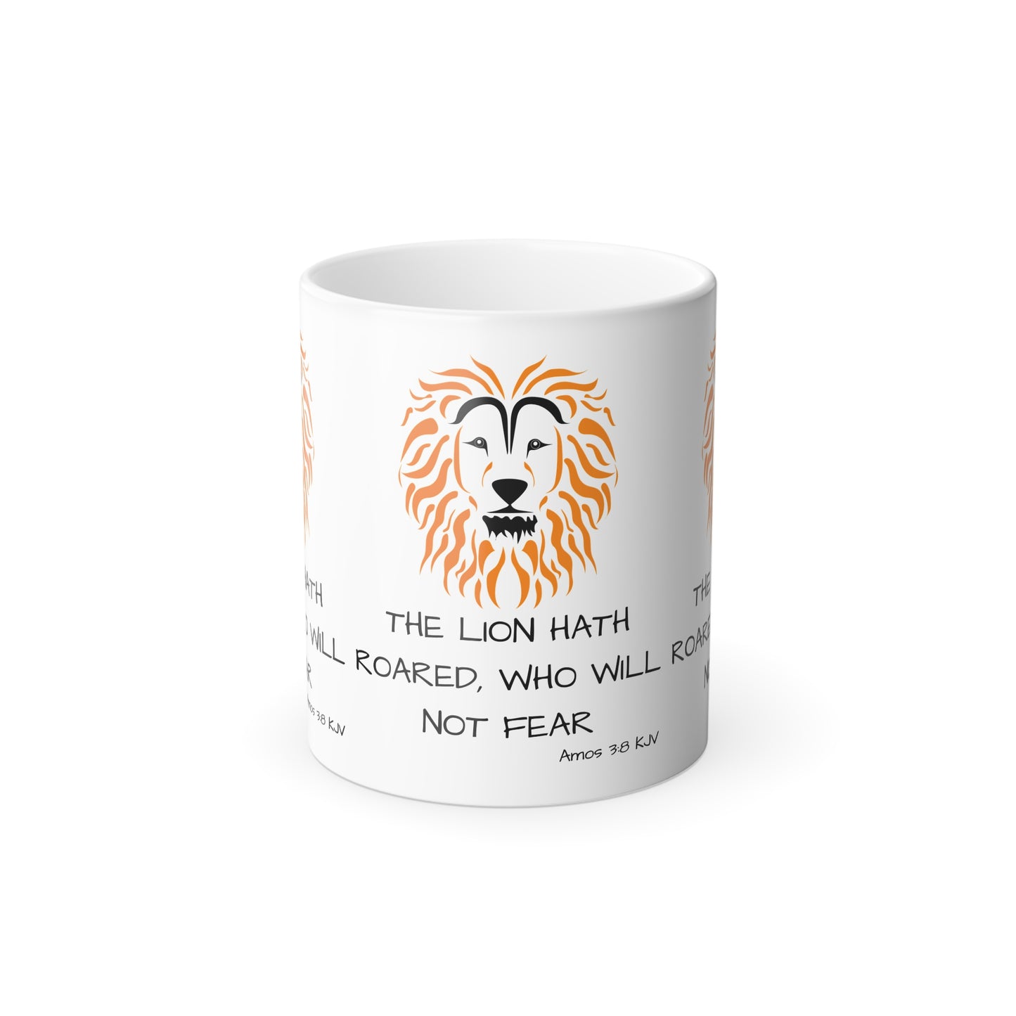 Amos 3:8 KJV Color Morphing Coffee Mug The Lion Hath Roared Biblical Christian Gift for Faith-Based Coffee Lovers