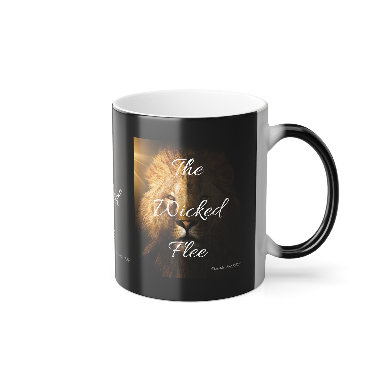 Proverbs 28:1 KJV Color Morphing Coffee Mug The Righteous Are Bold As A Lion Faith Based Christian Gift