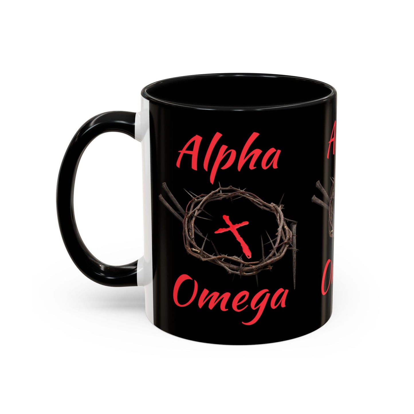 Alpha Omega Coffee Mug Based On Revelation 22:13 KJV Bible Verse