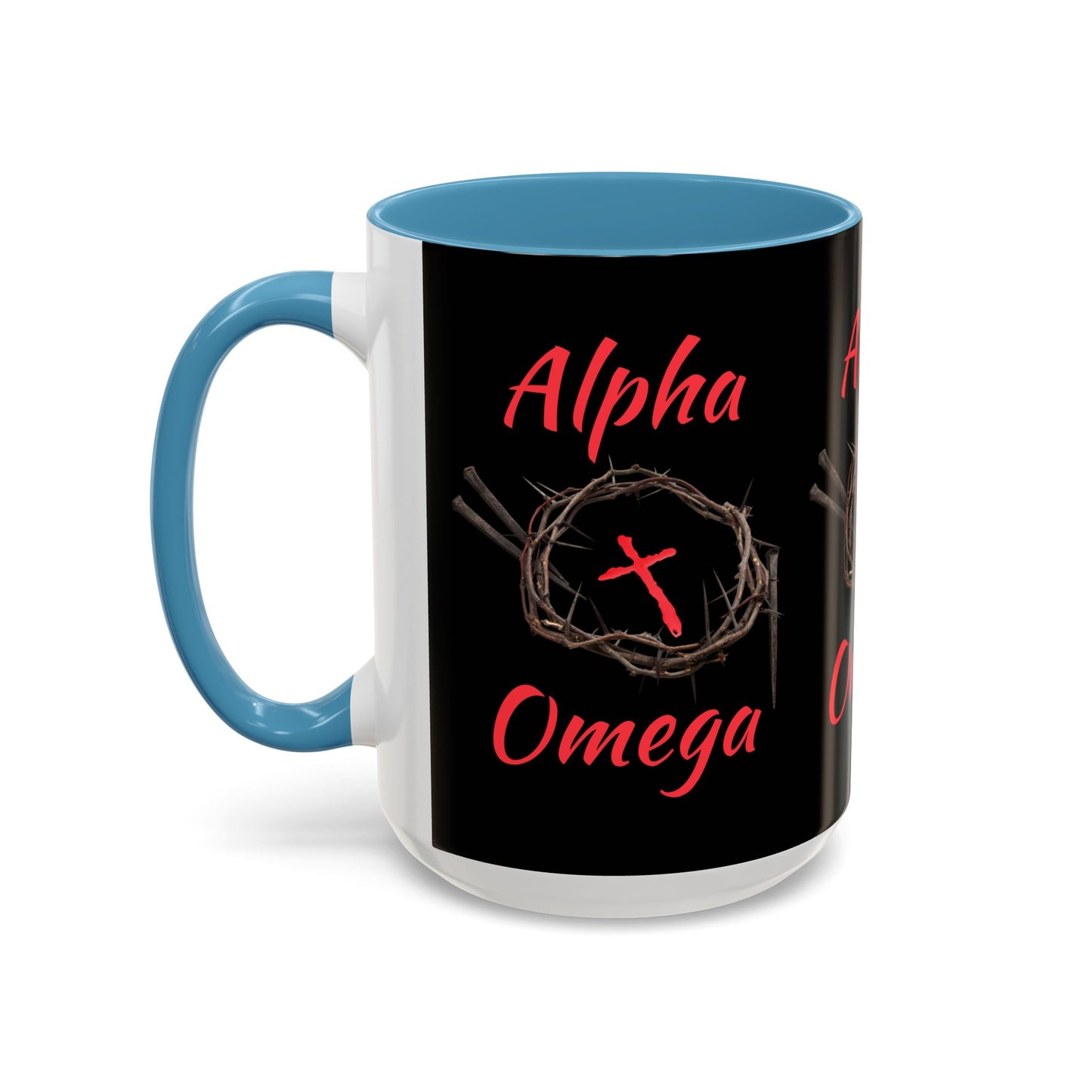 Alpha Omega Coffee Mug Based On Revelation 22:13 KJV Bible Verse