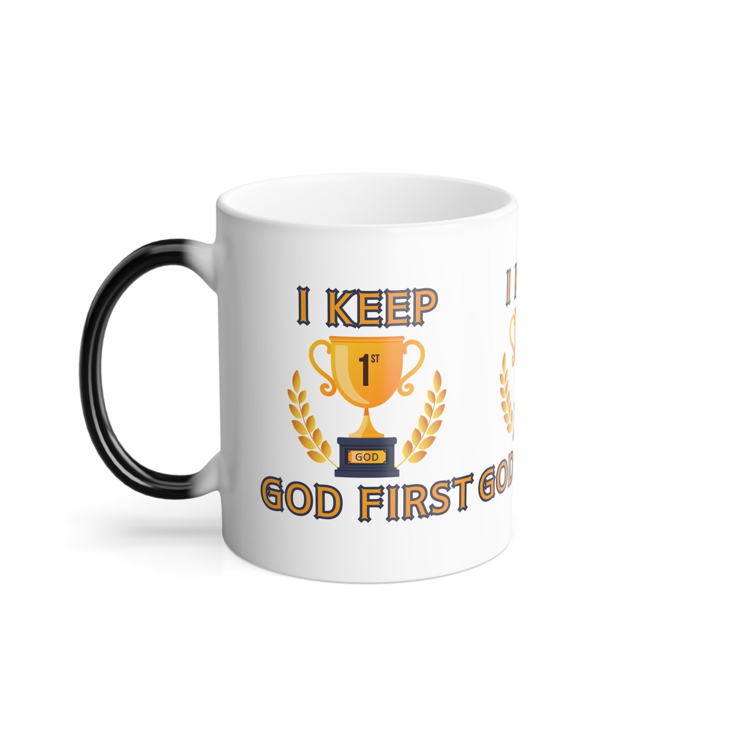 I Keep God First Color Morphing Coffee Mug Inspirational Christian Gift for Faith-Based Living