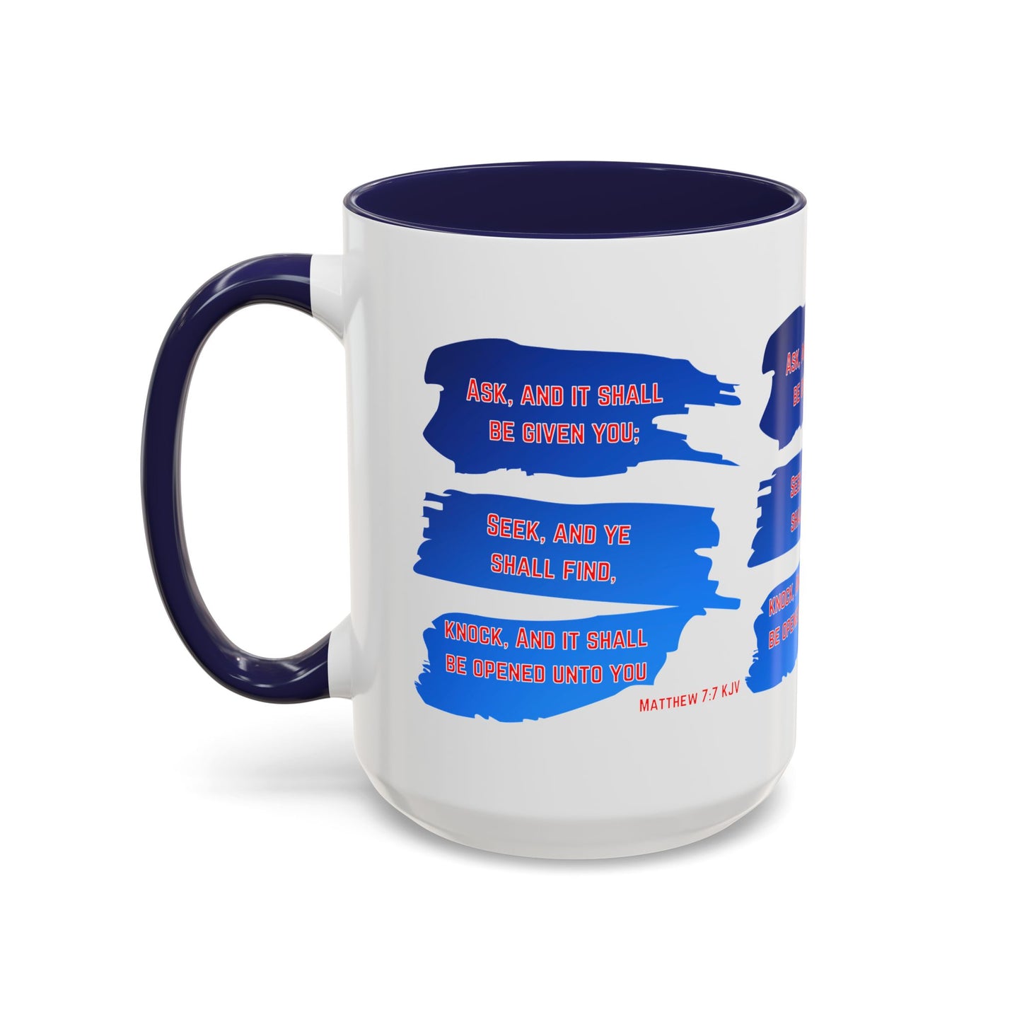 Matthew 7:7 KJV Bible Verse Coffee Mug Ask, Seek, Knock Inspirational Christian