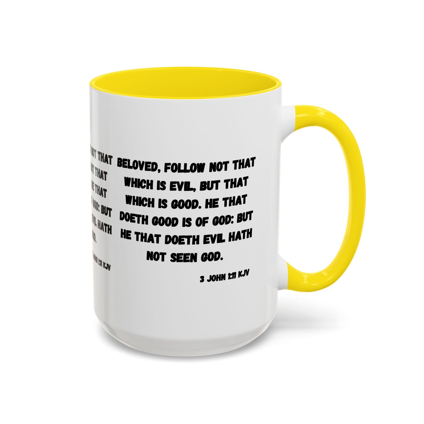 3 John 1:11 KJV Coffee Mug Beloved Follow Not That Which is Evil Inspirational Christian Gift for Faith Based Coffee Lovers