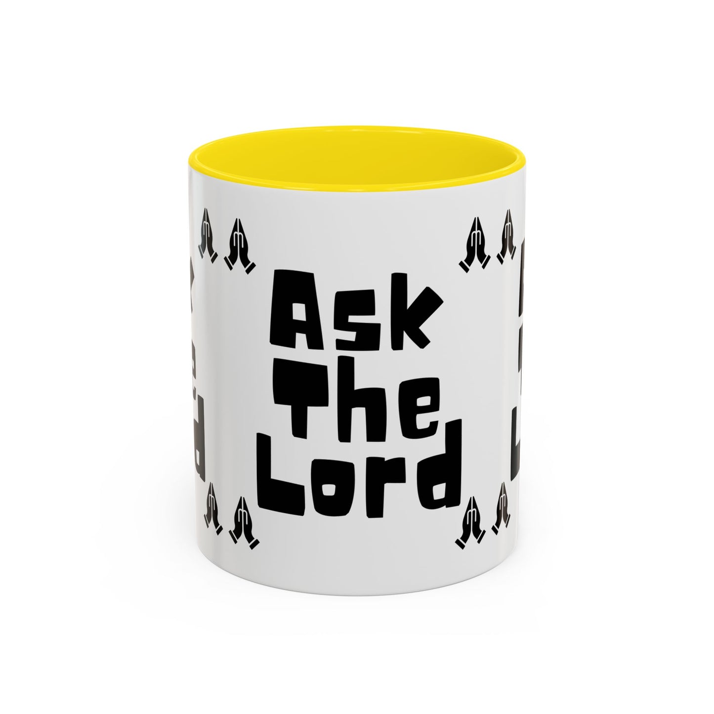 Ask The Lord Coffee Mug with Praying Hands Biblical Christian Gift for Faith-Based Living