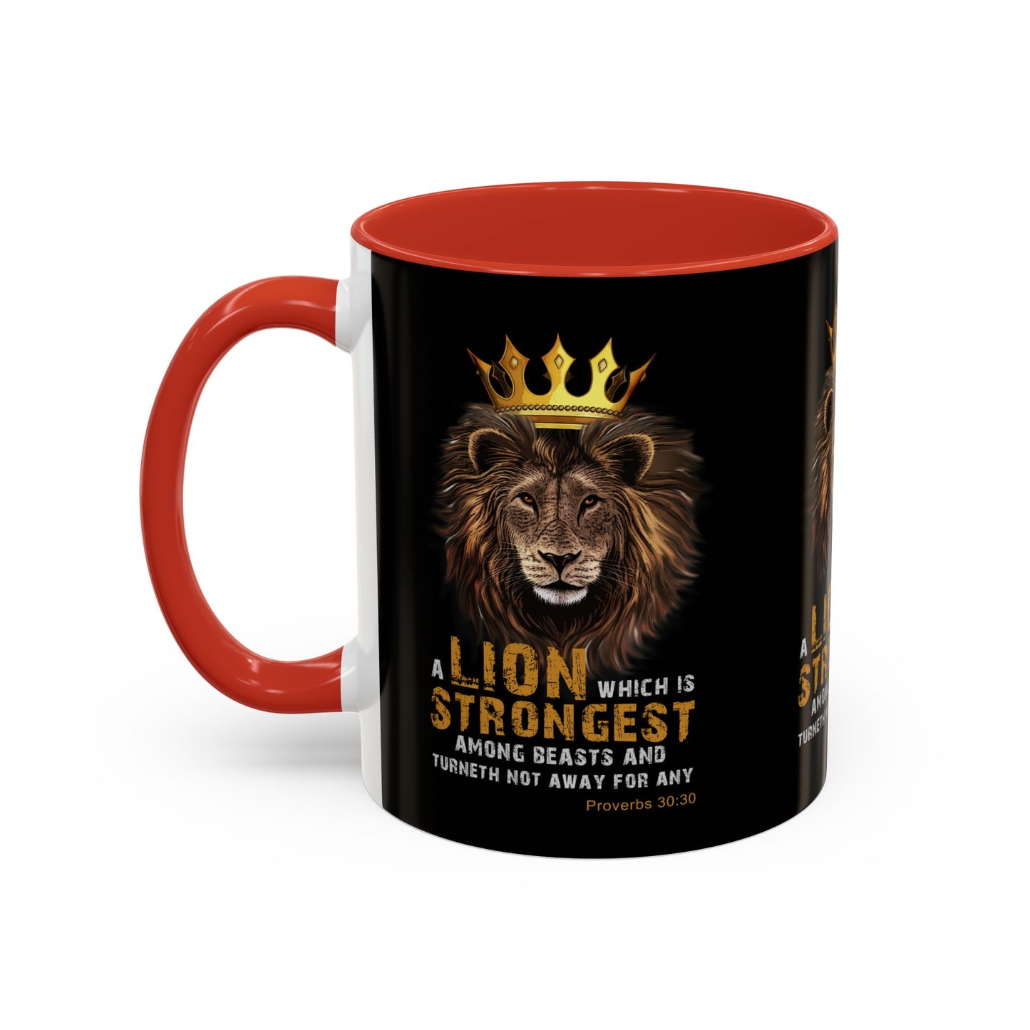 Proverbs 30:30 KJV Bible Verse Coffee Mug Strength & Courage In Every Sip