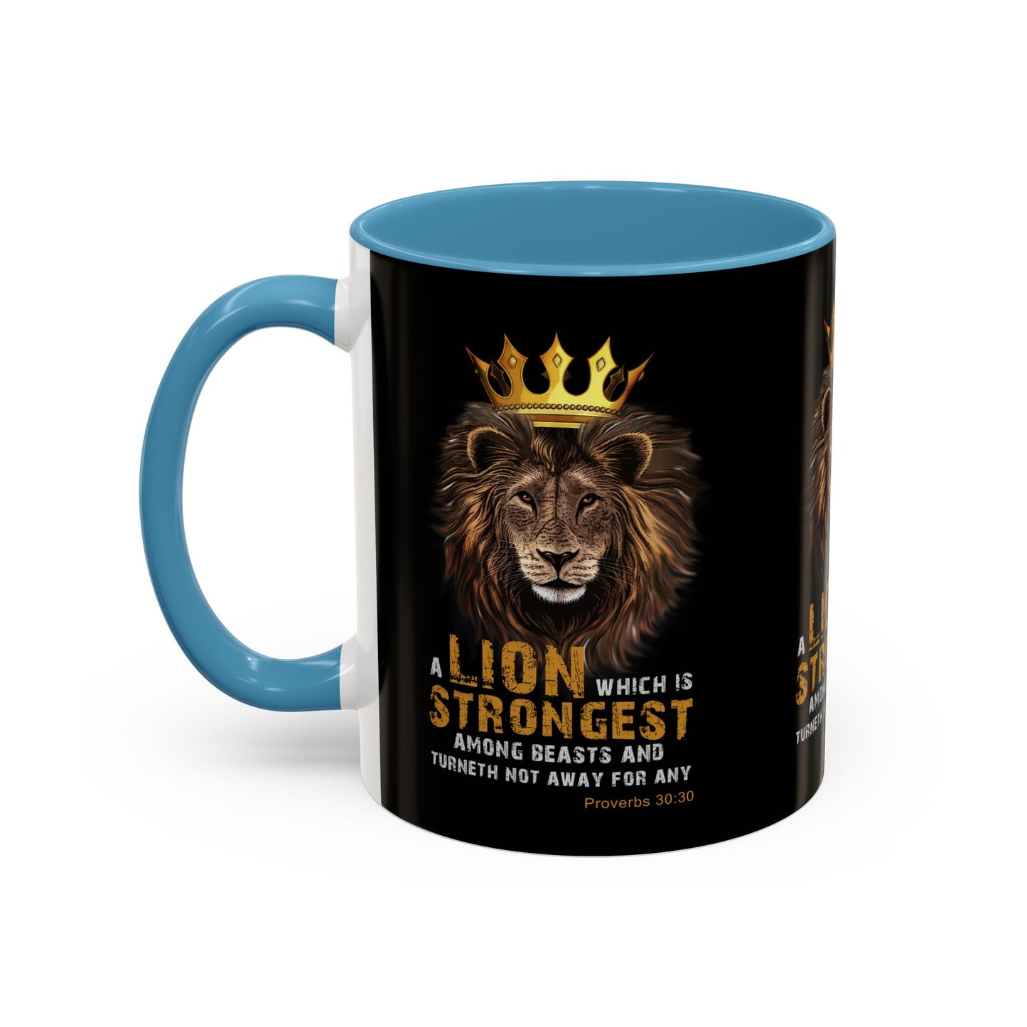 Proverbs 30:30 KJV Bible Verse Coffee Mug Strength & Courage In Every Sip