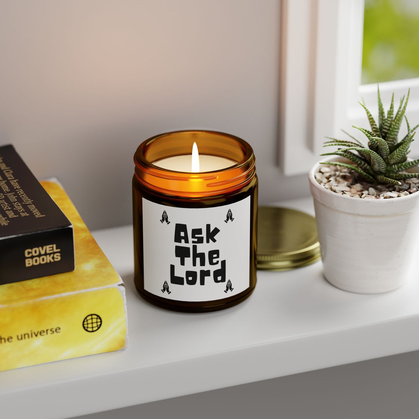 Ask The Lord Scented Candle with Praying Hands Biblical Christian Gift for Faith-Based Living