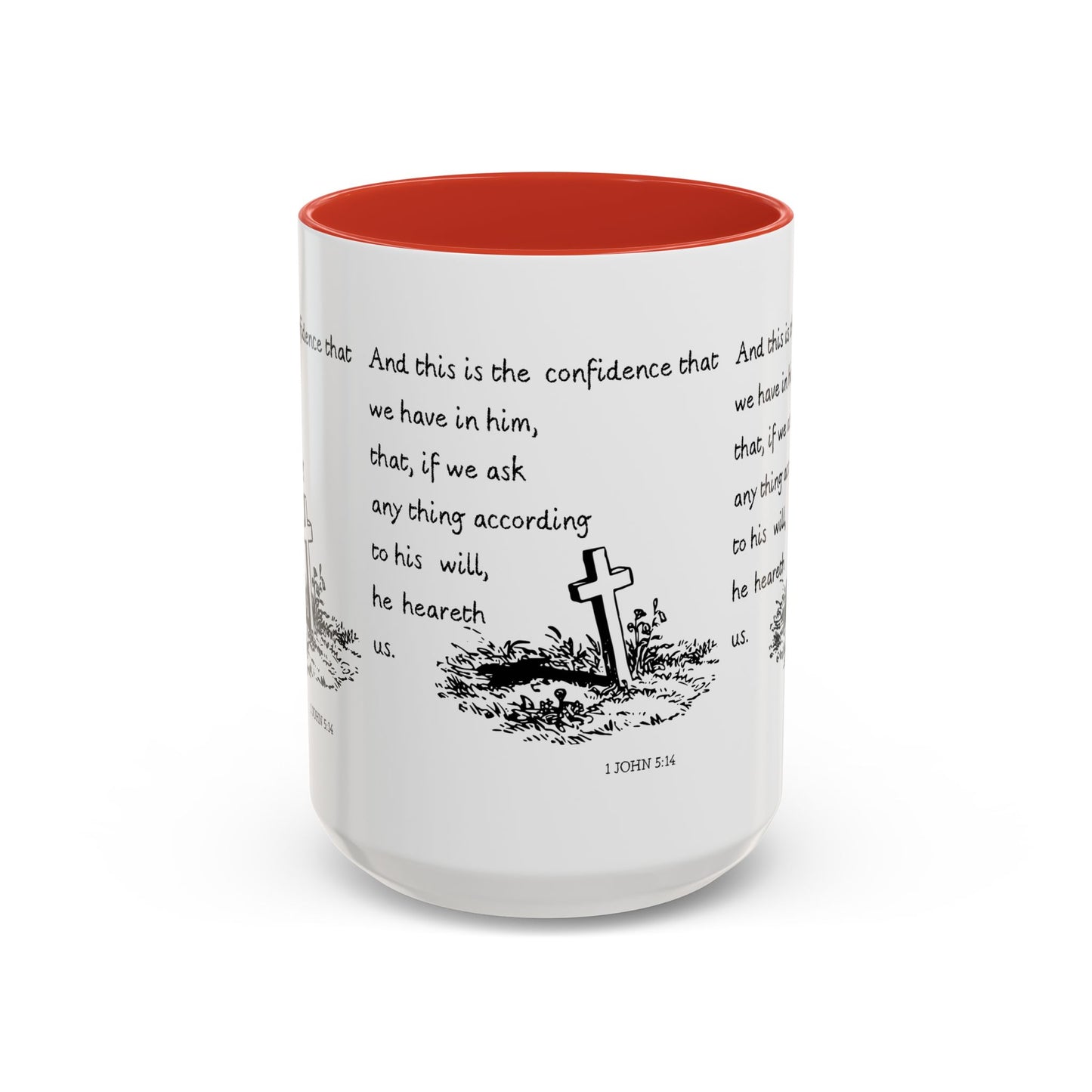 1 John 5:14 KJV Coffee Mug Confidence in Him Biblical Gift for Faith Based Coffee Lovers