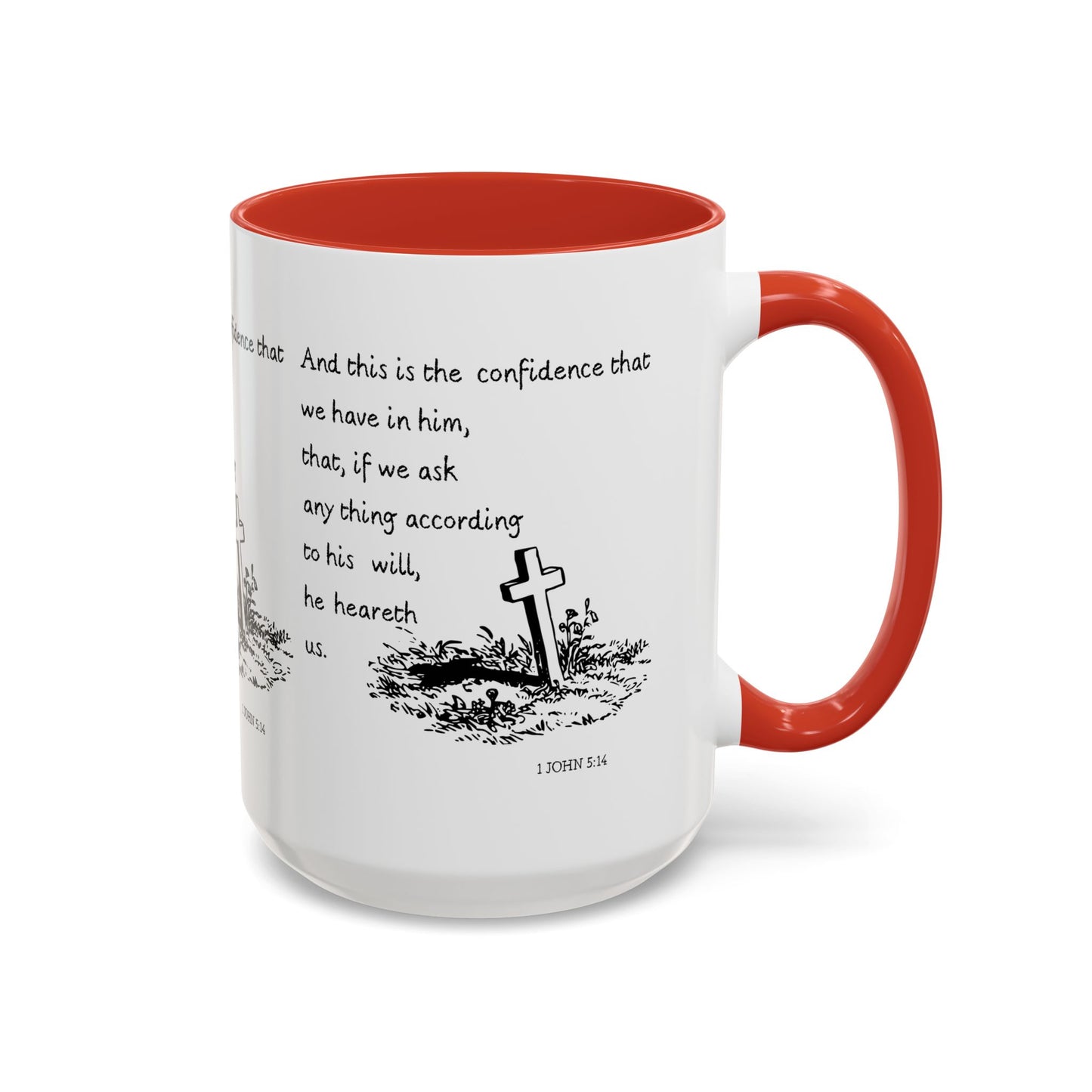 1 John 5:14 KJV Coffee Mug Confidence in Him Biblical Gift for Faith Based Coffee Lovers