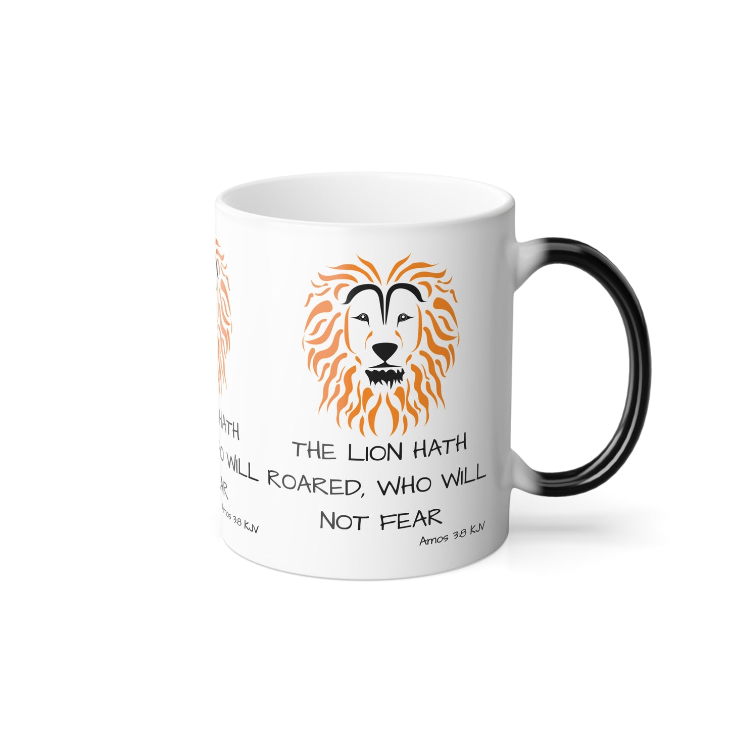 Amos 3:8 KJV Color Morphing Coffee Mug The Lion Hath Roared Biblical Christian Gift for Faith-Based Coffee Lovers