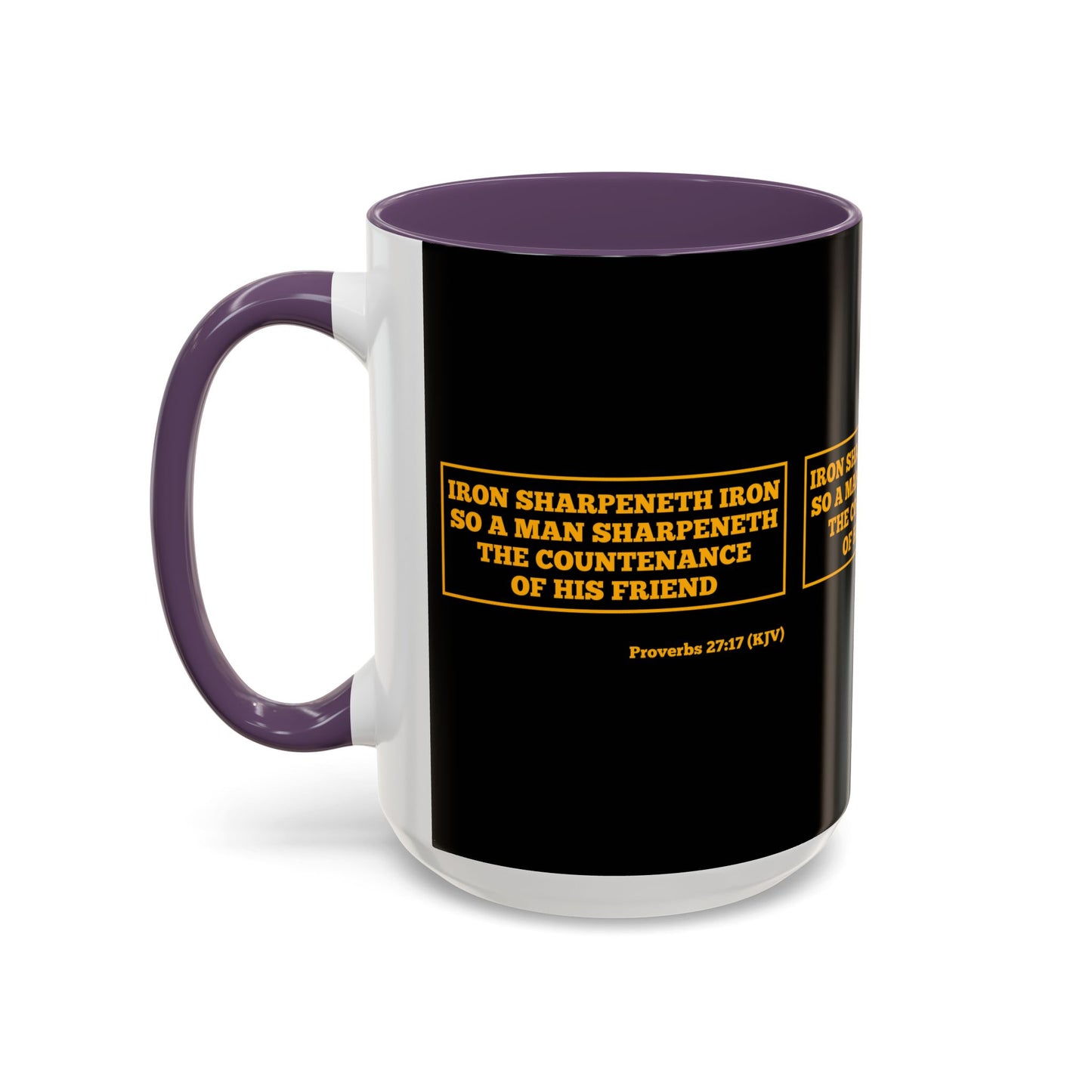 Proverbs 27:17 KJV Coffee Mug Iron Sharpens Iron Inspirational Faith Based Gift For Believers