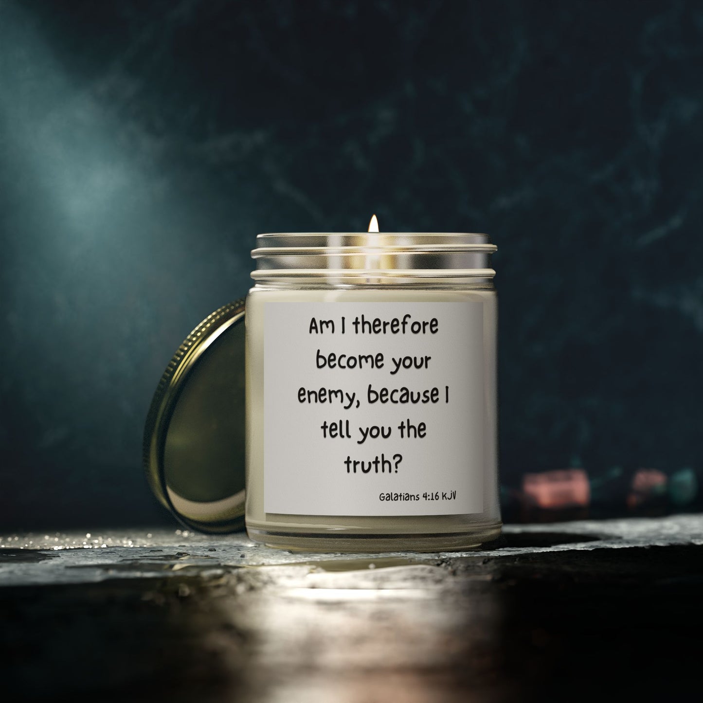 Galatians 4:16 KJV Scented Candle Am I Therefore Become Your Enemy Biblical Gift for Faith Based Candle Lovers