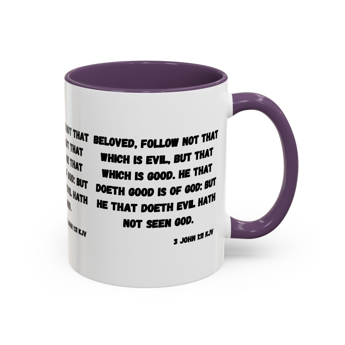 3 John 1:11 KJV Coffee Mug Beloved Follow Not That Which is Evil Inspirational Christian Gift for Faith Based Coffee Lovers