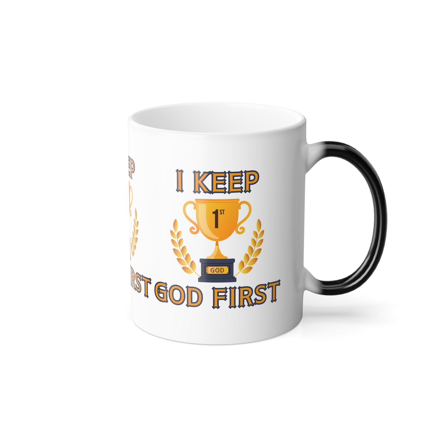 I Keep God First Color Morphing Coffee Mug Inspirational Christian Gift for Faith-Based Living