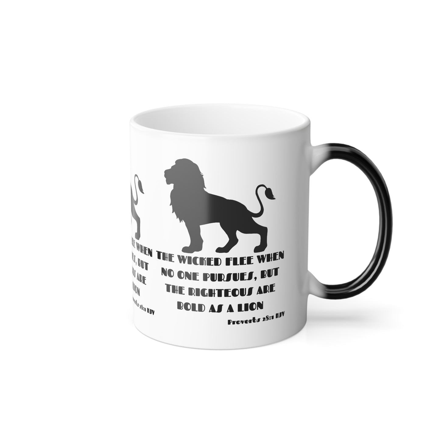 Proverbs 28:1 KJV Color Morphing Coffee Mug The Righteous Are Bold as a Lion Christian Gift for Faith-Based Living