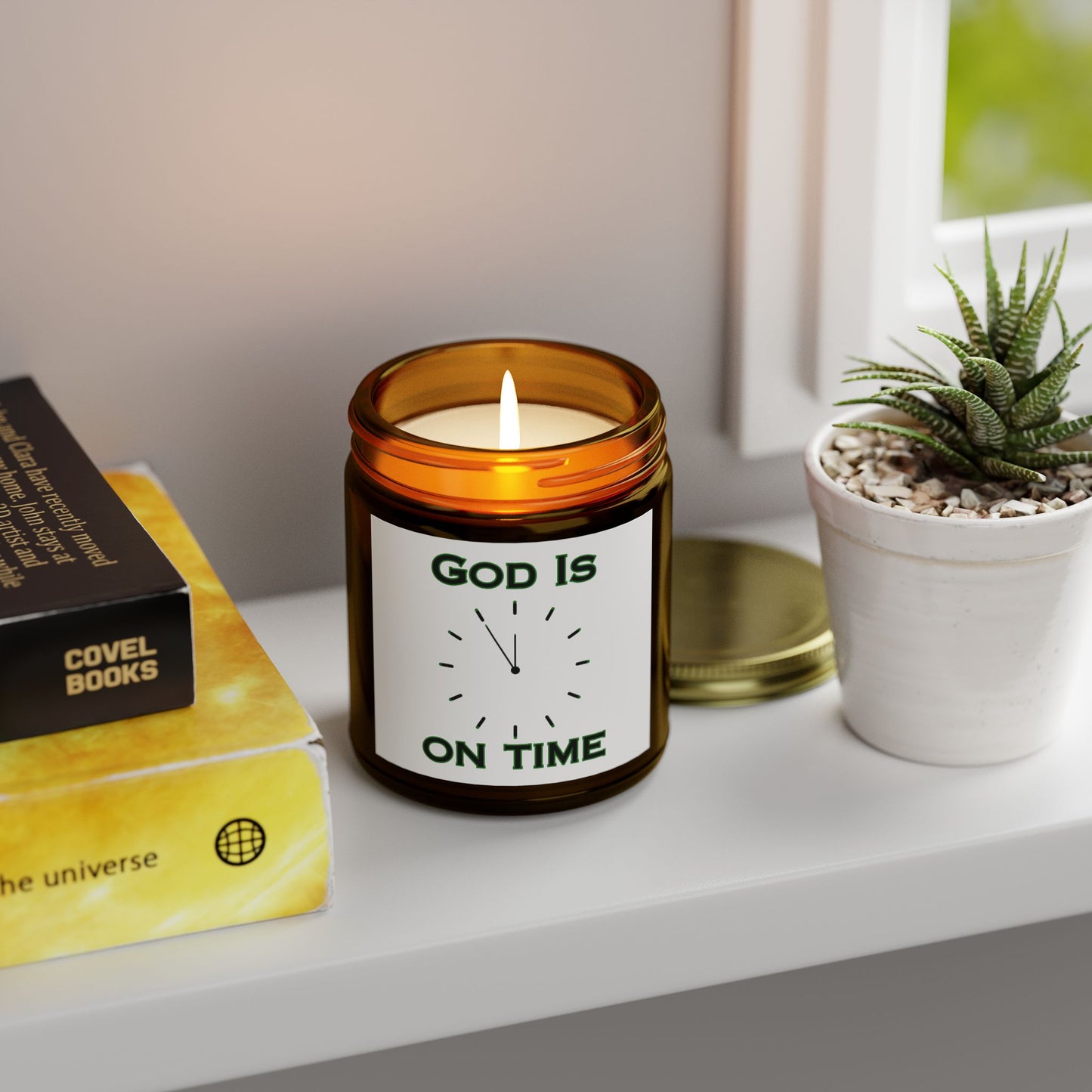 God Is On Time Scented Candle Biblical Christian Gift for Faith-Based Candle Lovers