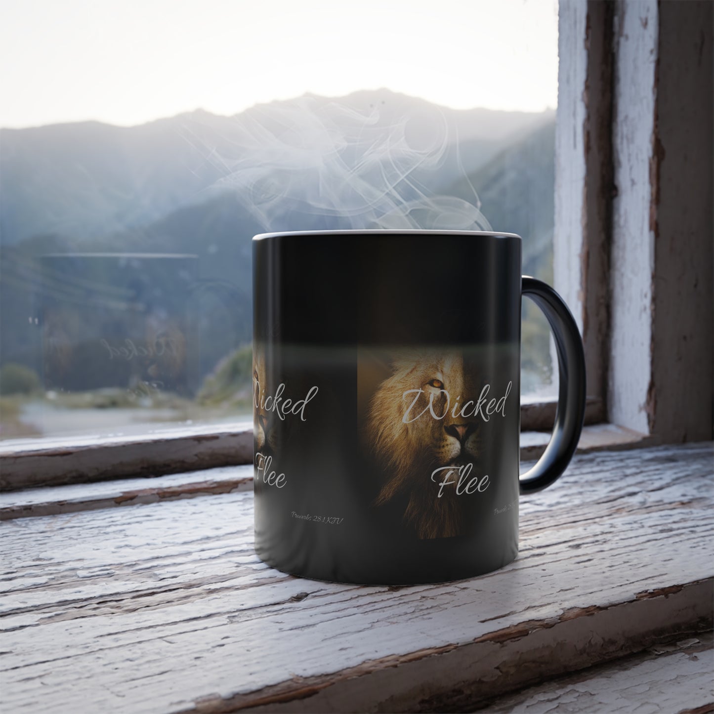 Proverbs 28:1 KJV Color Morphing Coffee Mug The Righteous Are Bold As A Lion Faith Based Christian Gift