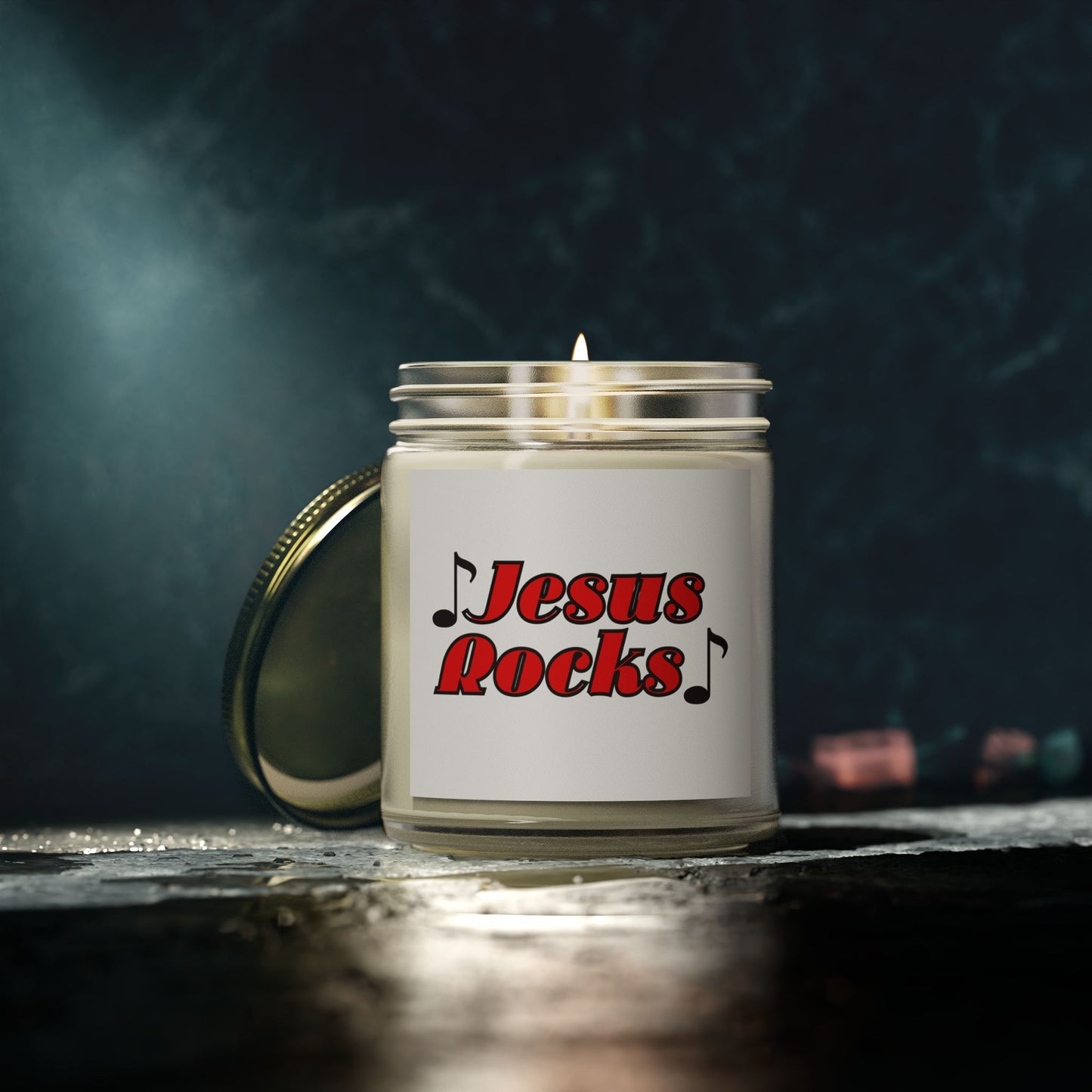 Jesus Rocks Scented Candle Inspirational Biblical Gift for Faith Based Candle Lovers