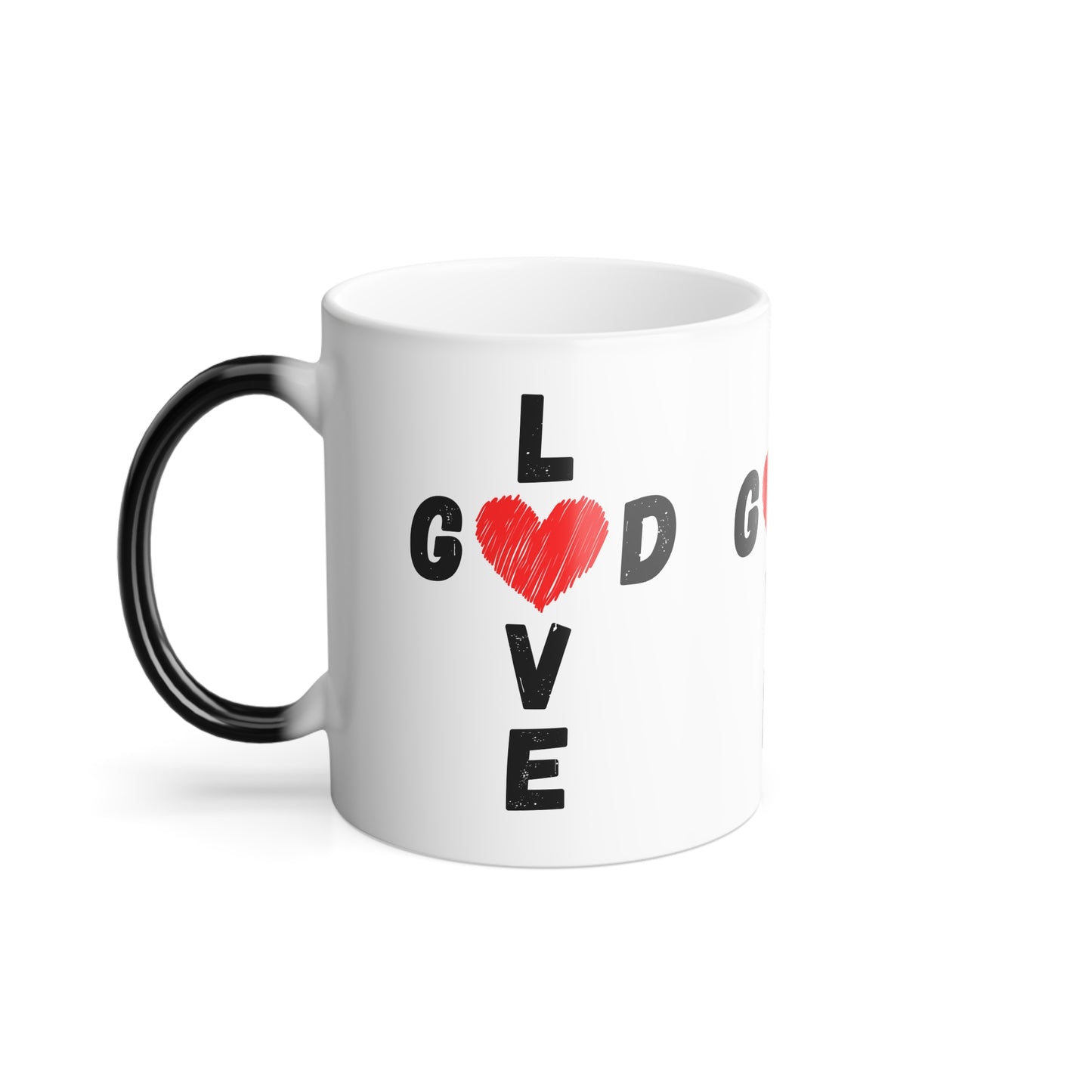 Love God Cross Shaped Color Morphing Coffee Mug Inspirational Christian Gift for Faith-Based Living