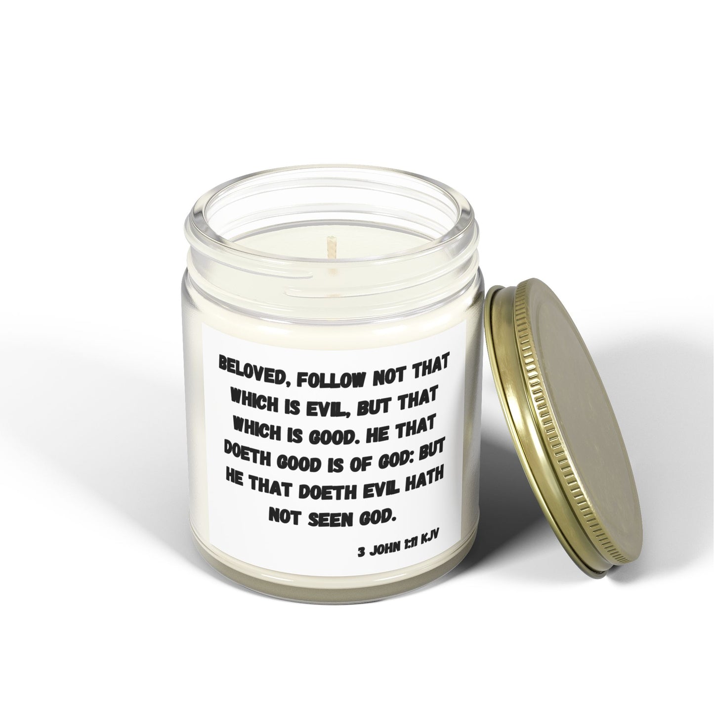 3 John 1:11 KJV Scented Candle Beloved Follow Not That Which is Evil Inspirational Christian Gift for Faith Based Candle Lovers