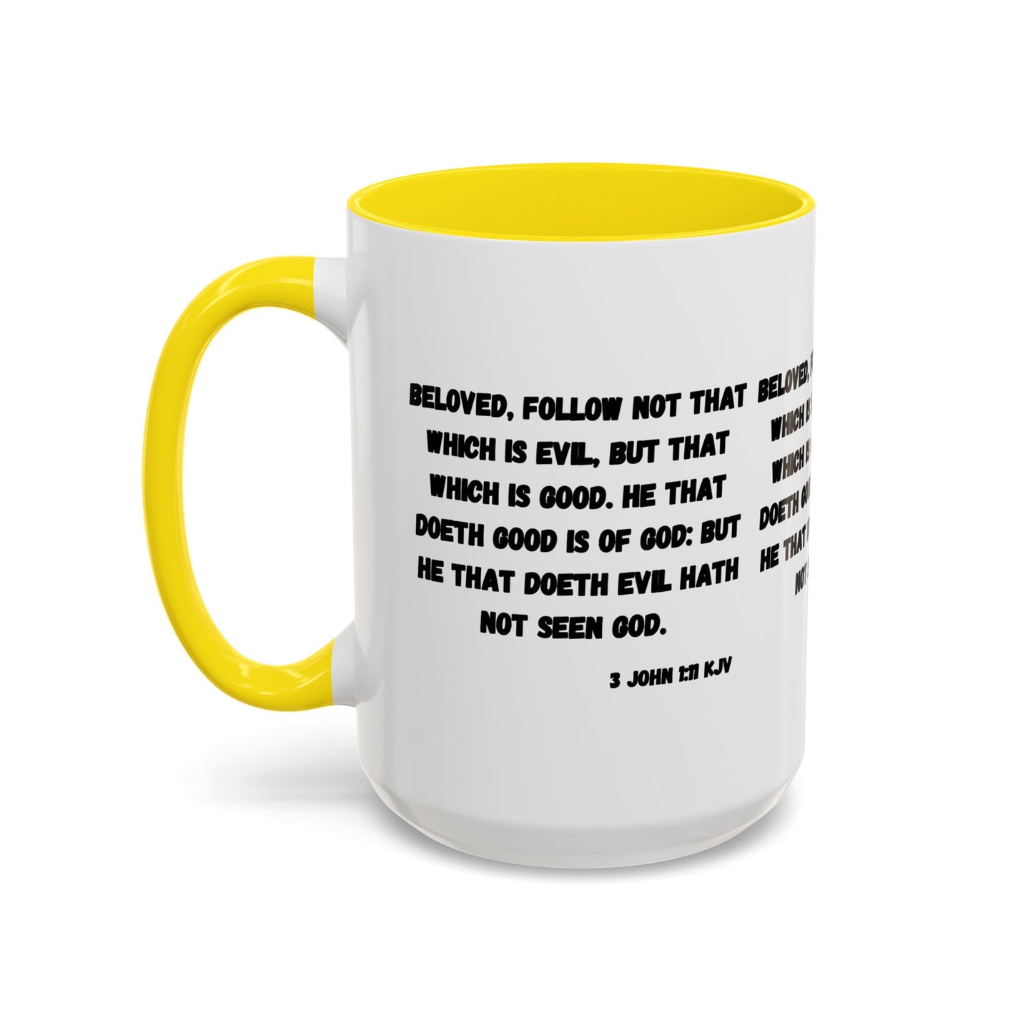 3 John 1:11 KJV Coffee Mug Beloved Follow Not That Which is Evil Inspirational Christian Gift for Faith Based Coffee Lovers