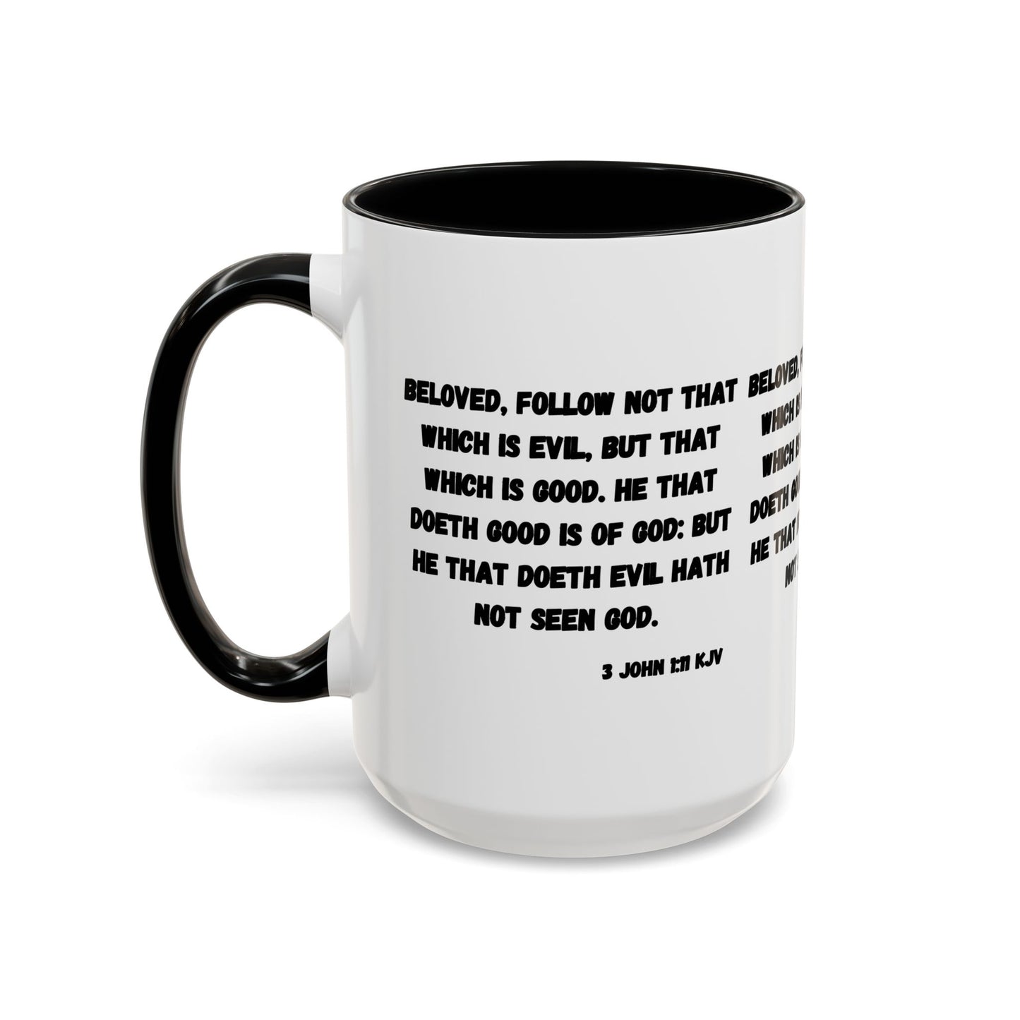 3 John 1:11 KJV Coffee Mug Beloved Follow Not That Which is Evil Inspirational Christian Gift for Faith Based Coffee Lovers