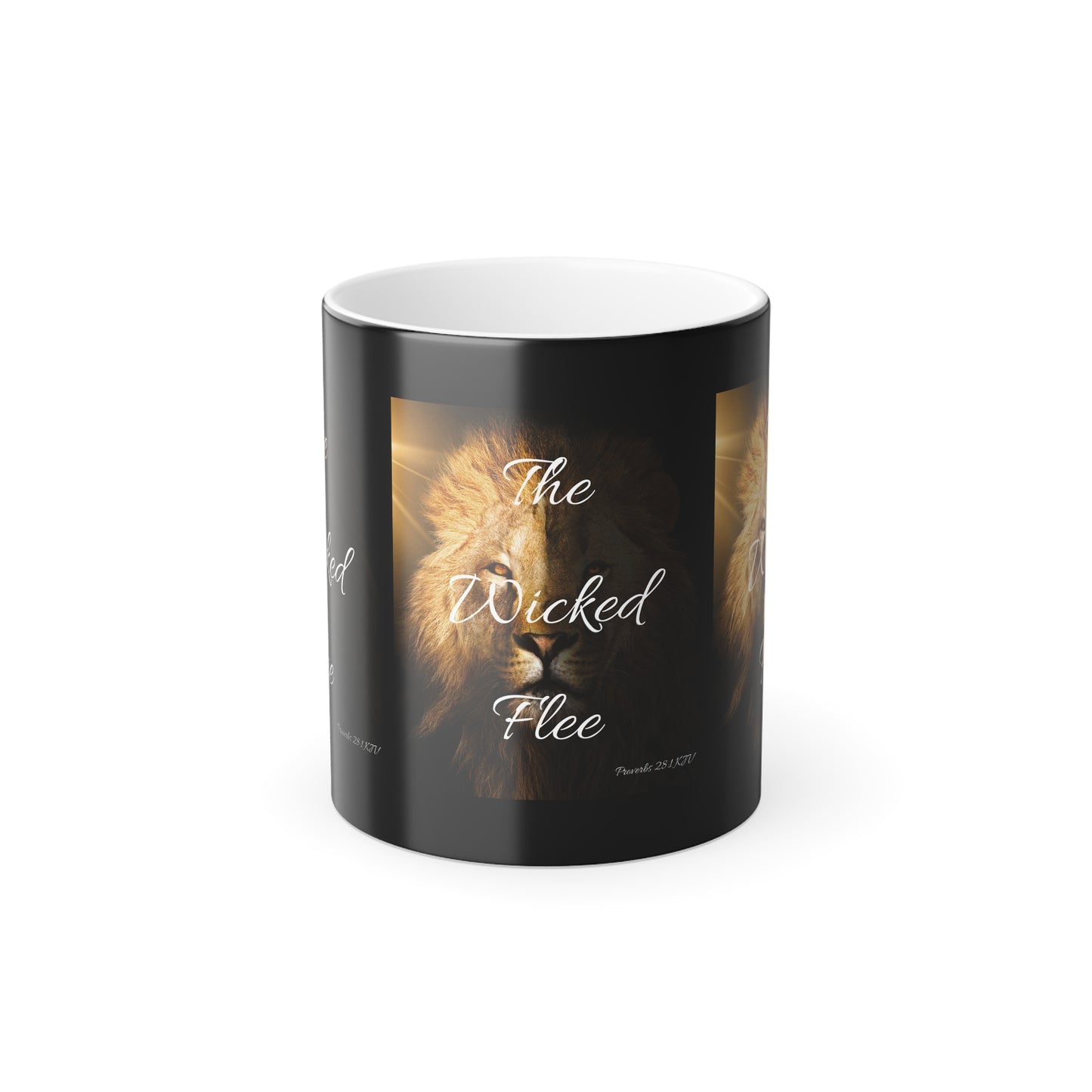 Proverbs 28:1 KJV Color Morphing Coffee Mug The Righteous Are Bold As A Lion Faith Based Christian Gift