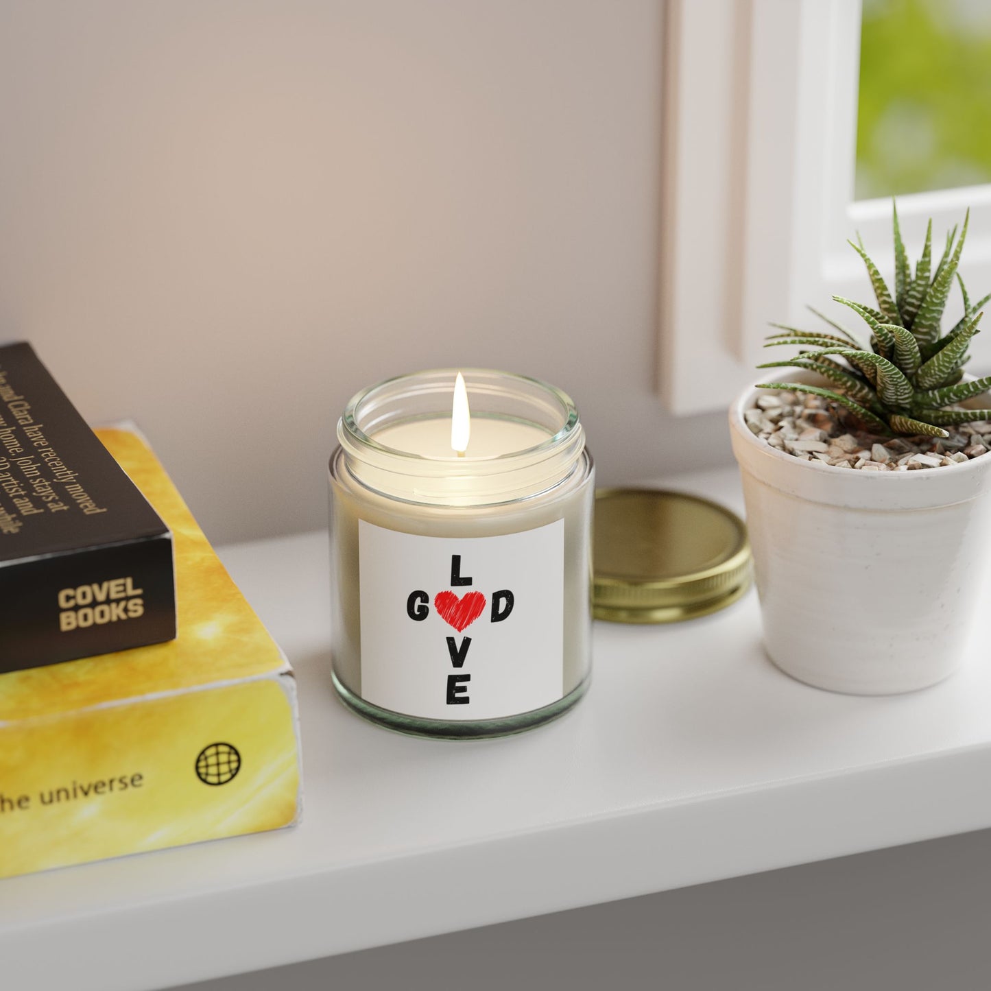 Love God Cross Shaped Scented Candle Inspirational Christian Gift for Faith-Based Living