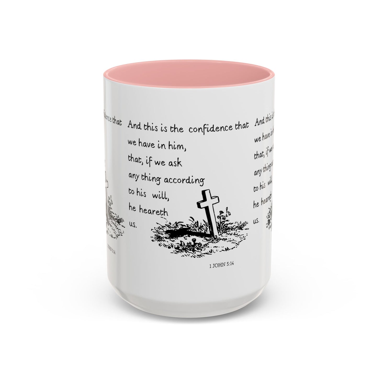 1 John 5:14 KJV Coffee Mug Confidence in Him Biblical Gift for Faith Based Coffee Lovers