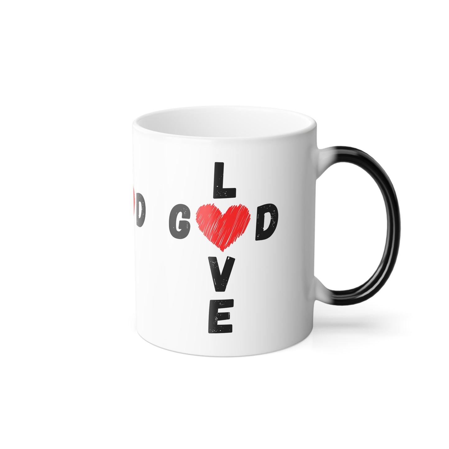 Love God Cross Shaped Color Morphing Coffee Mug Inspirational Christian Gift for Faith-Based Living