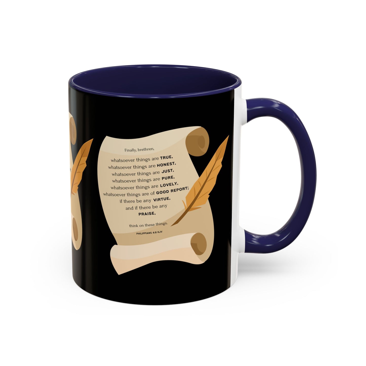 Philippians 4:8 KJV Bible Verse Coffee Mug Faith Based Christian Gift