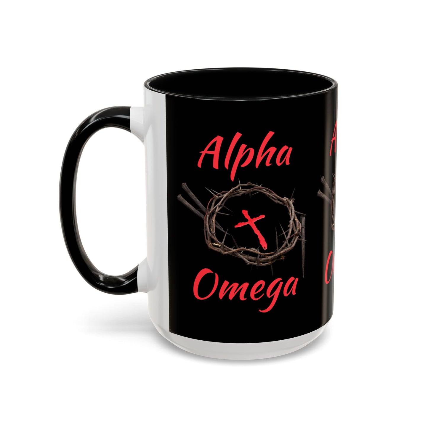 Alpha Omega Coffee Mug Based On Revelation 22:13 KJV Bible Verse