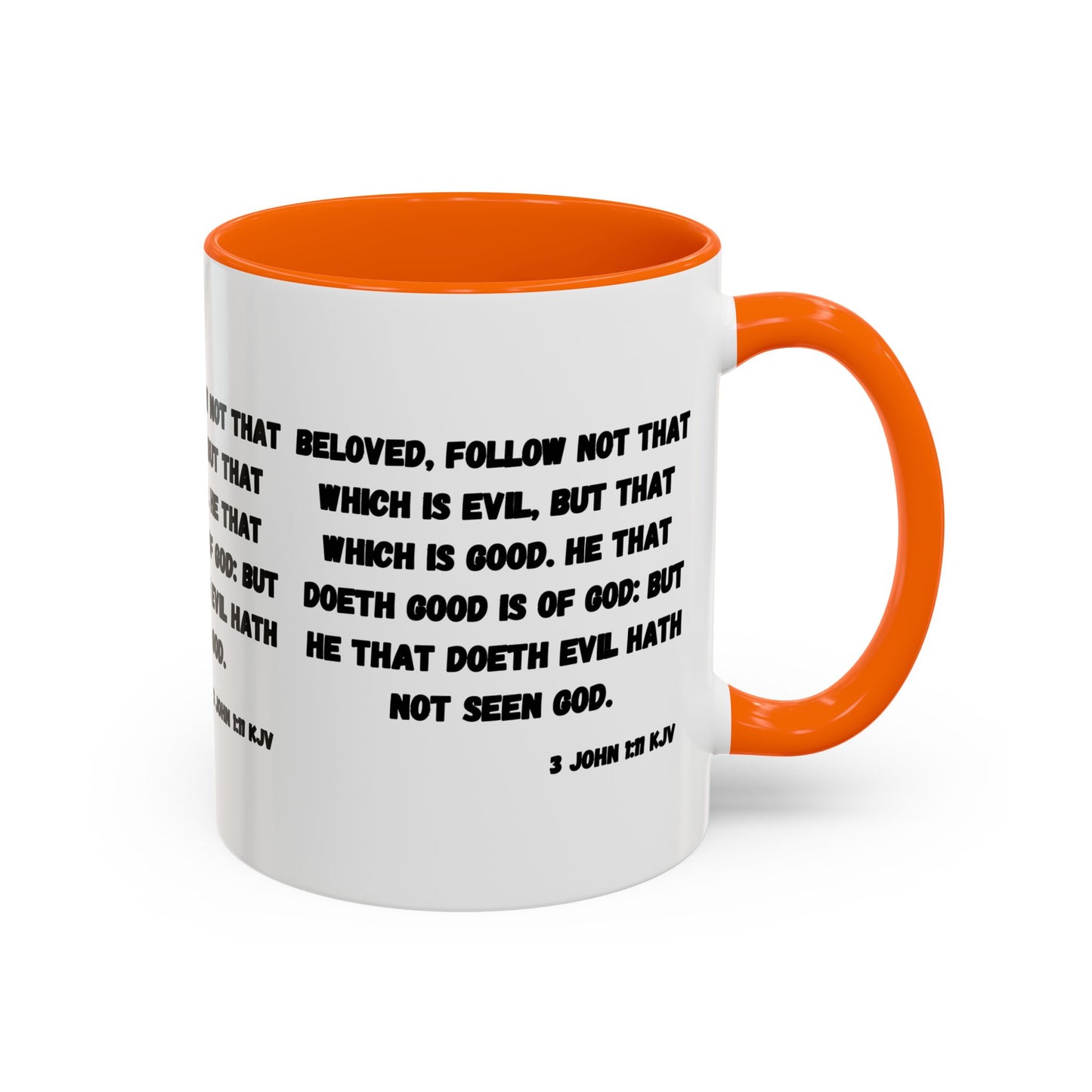 3 John 1:11 KJV Coffee Mug Beloved Follow Not That Which is Evil Inspirational Christian Gift for Faith Based Coffee Lovers