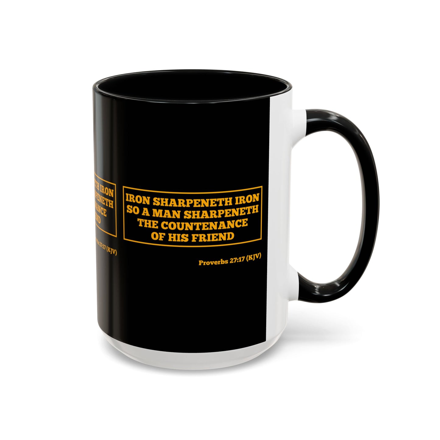 Proverbs 27:17 KJV Coffee Mug Iron Sharpens Iron Inspirational Faith Based Gift For Believers