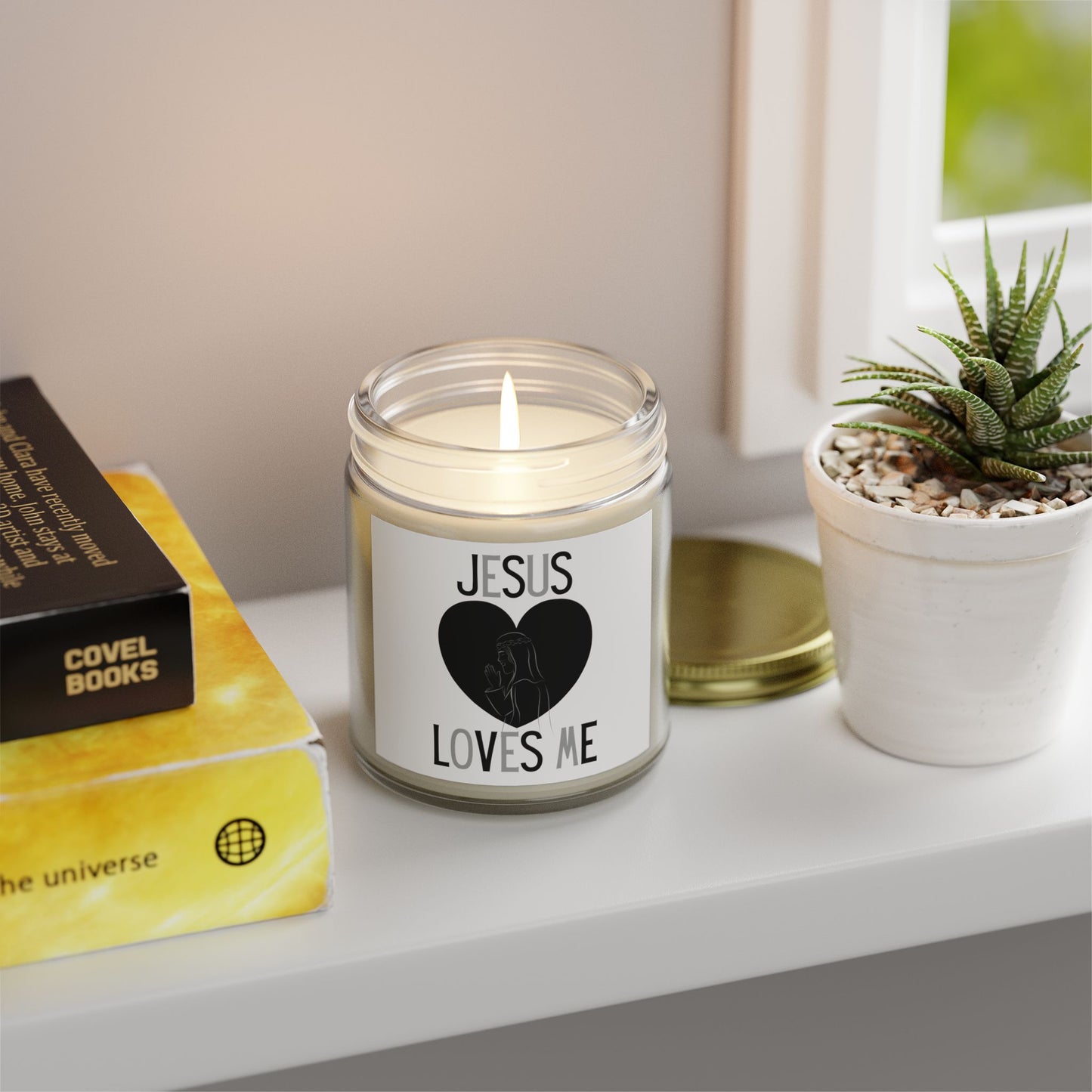 Jesus Loves Me Scented Candle Inspirational Christian Gift for Faith-Based Living Scented Candle